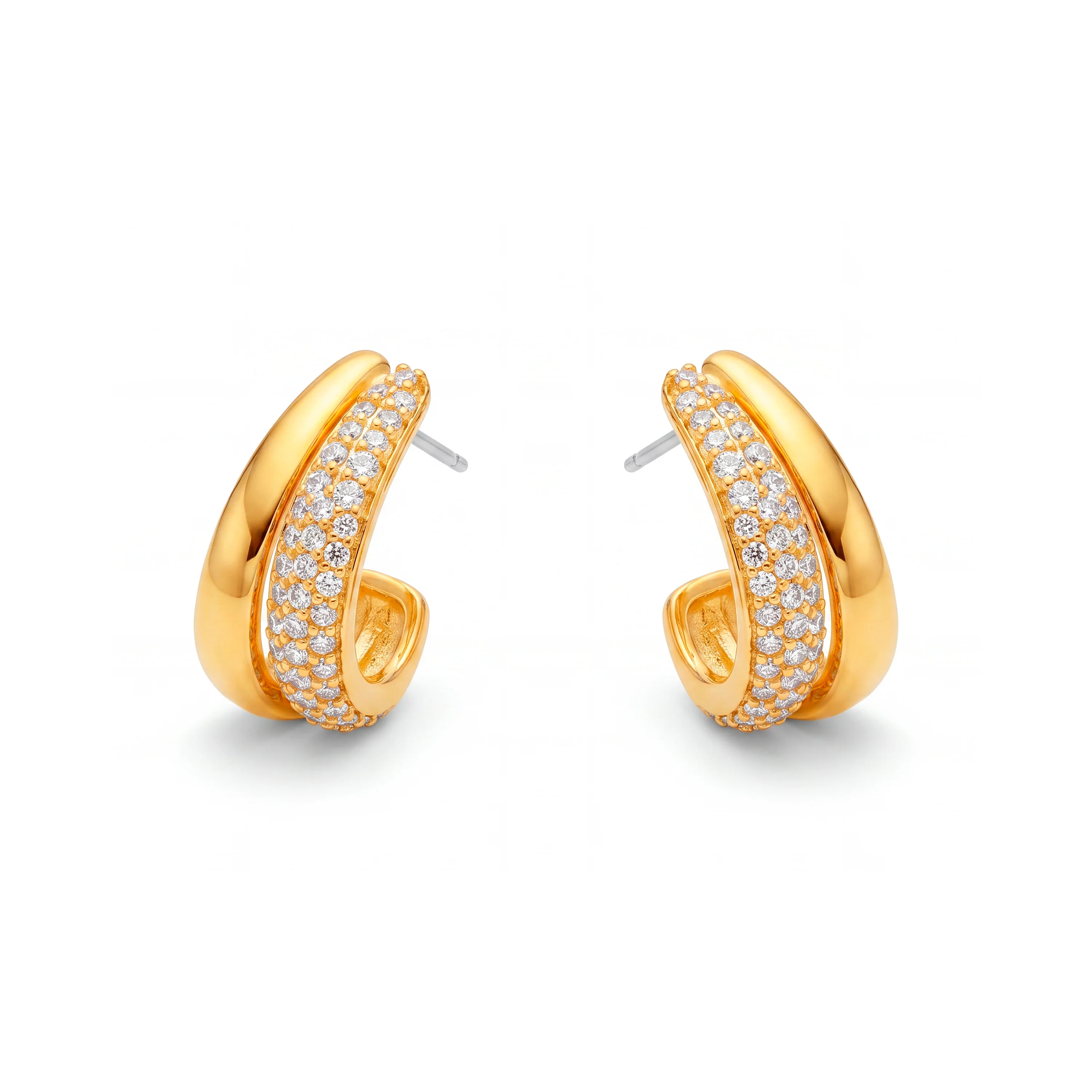 Pendientes de Circonita Brillante acabado en oro amarillo de 18k - Sadani - Image 3