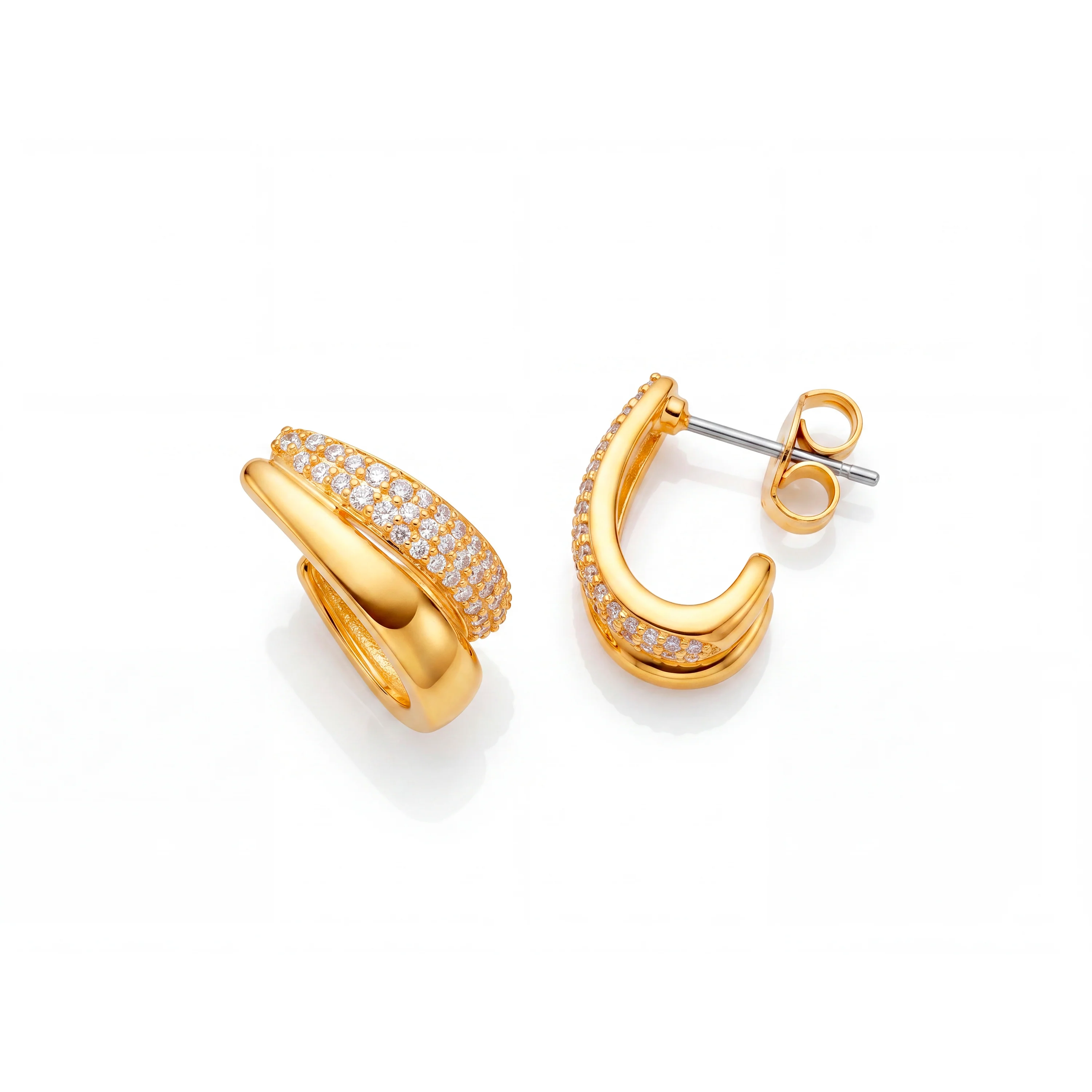 Pendientes de Circonita Brillante acabado en oro amarillo de 18k - Sadani - Image 5
