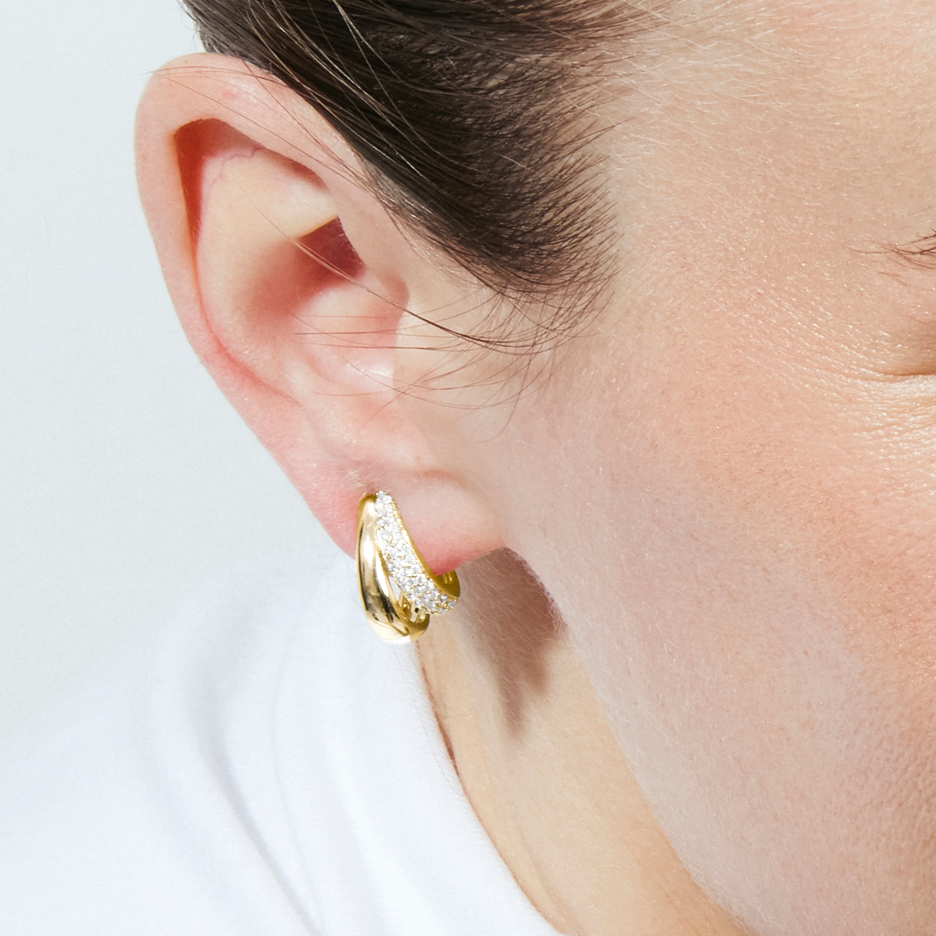 Pendientes de Circonita Brillante acabado en oro amarillo de 18k - Sadani - Image 6