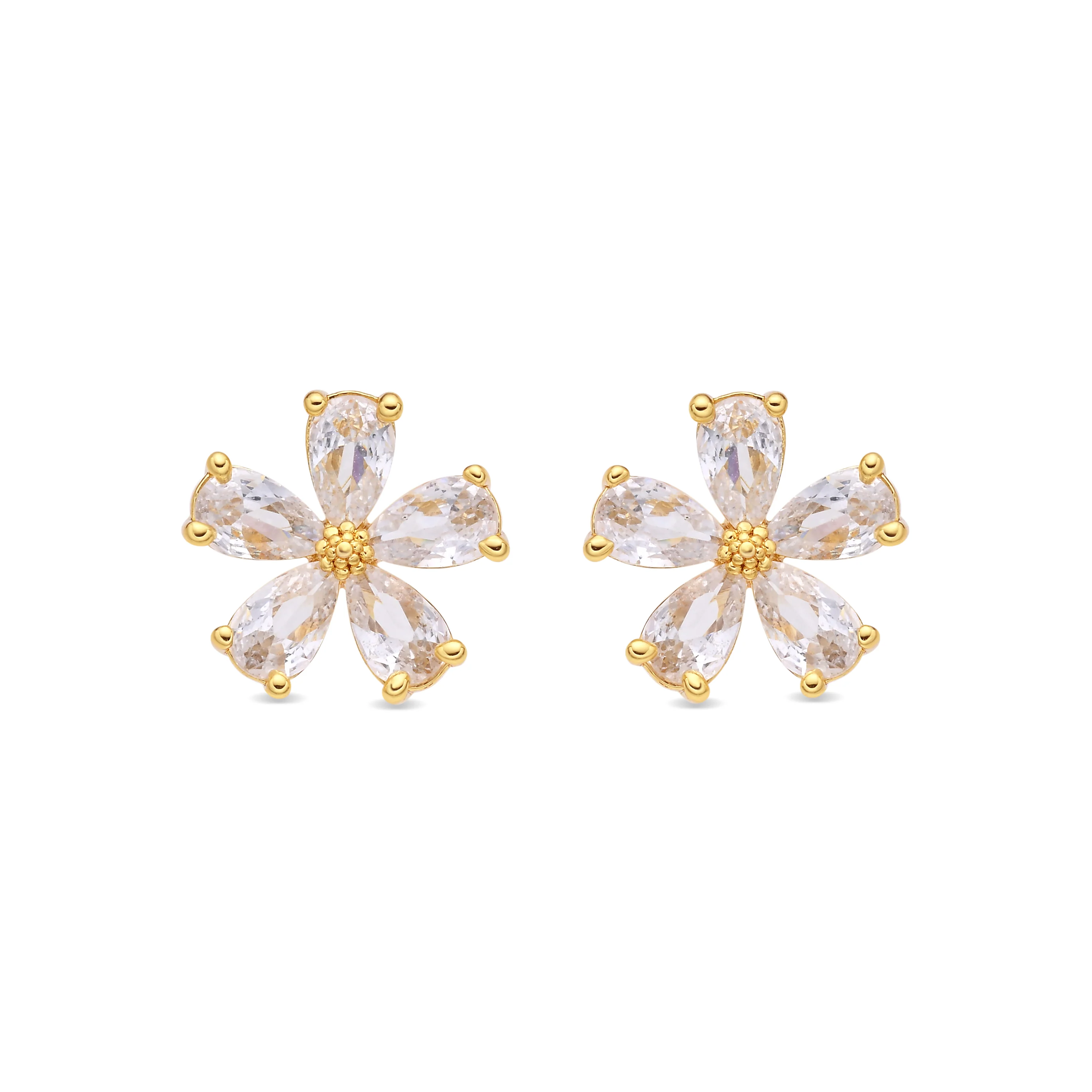 Pendientes de Circonita Brillante acabado en oro amarillo de 18k - Shayus