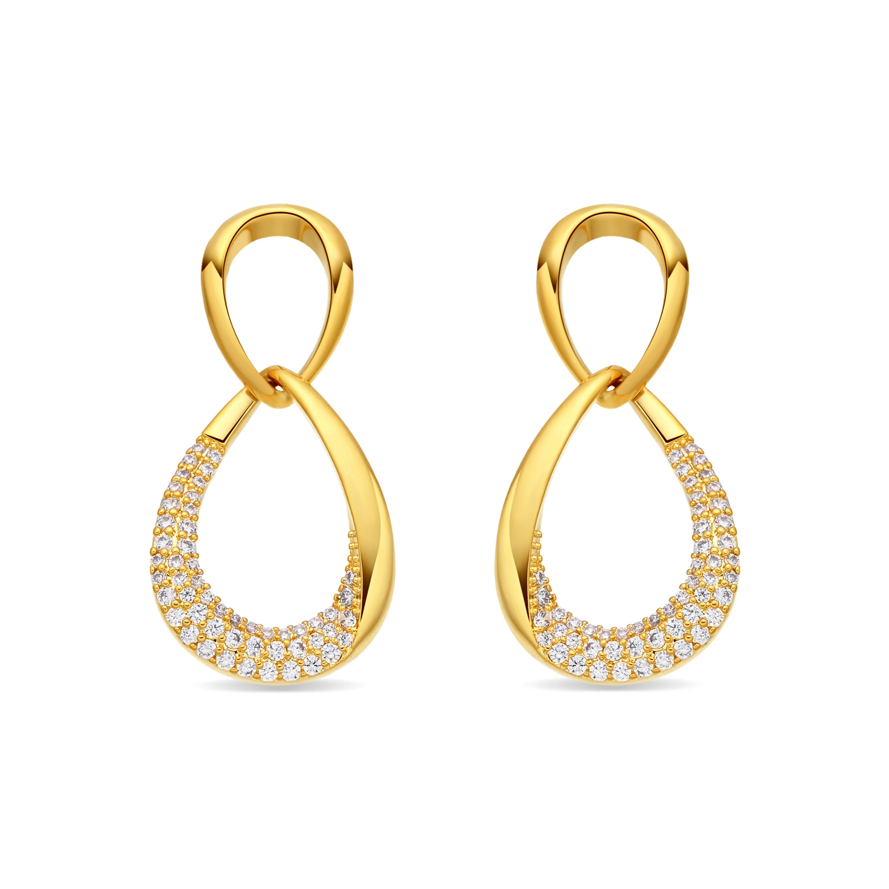 Pendientes de Circonita Brillante acabado en oro amarillo de 18k - Syroth