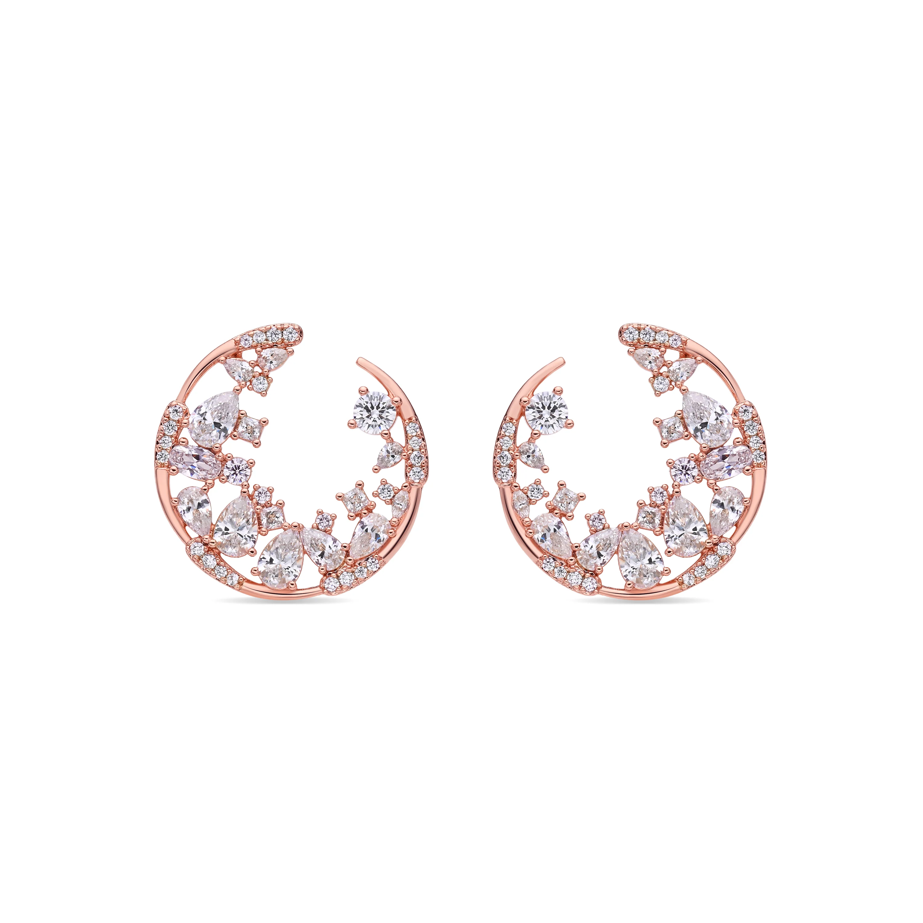 Pendientes de Circonita Brillante acabado en oro rosa de 18k - Elhan