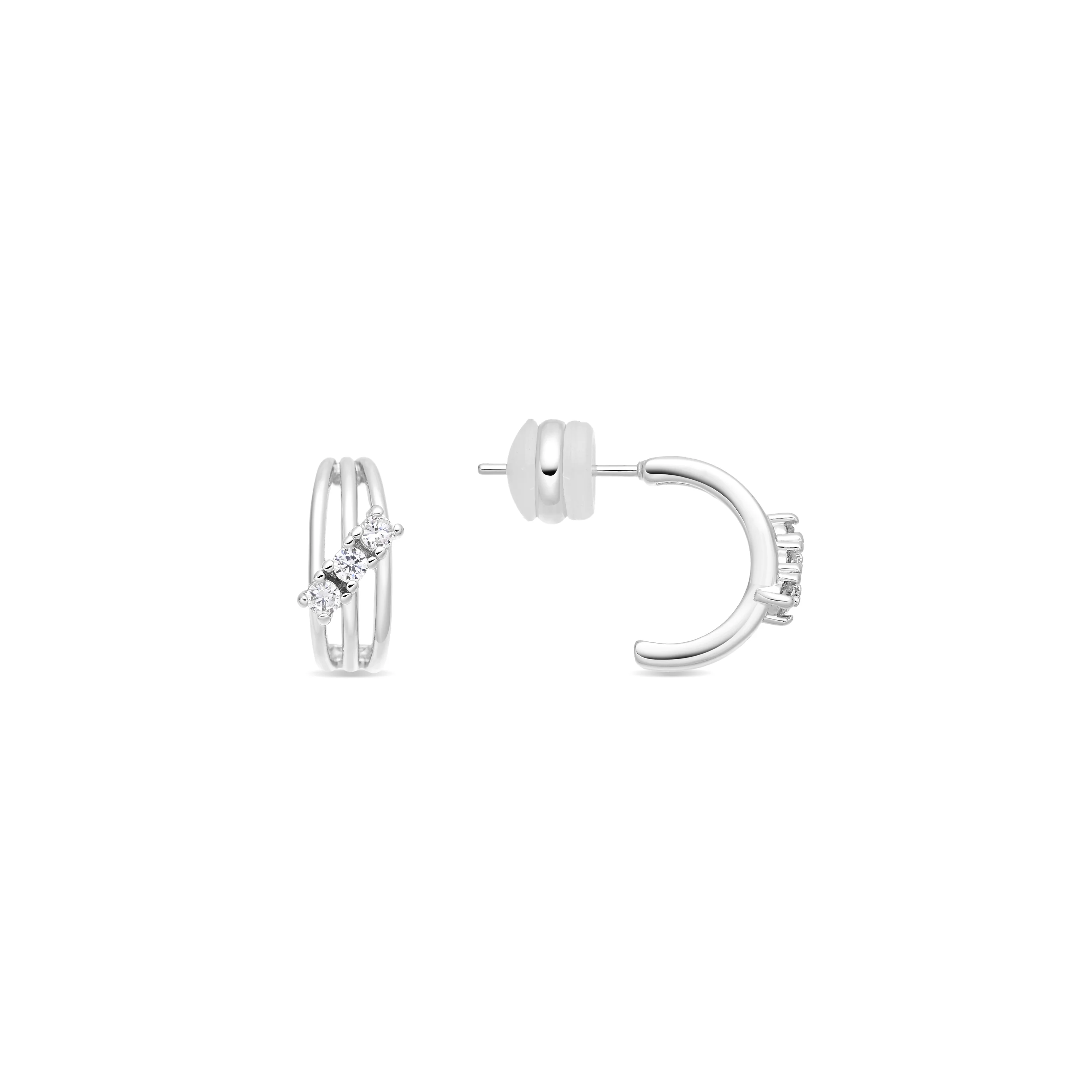 Pendientes de Circonita Brillante Acabado En Plata - Folex