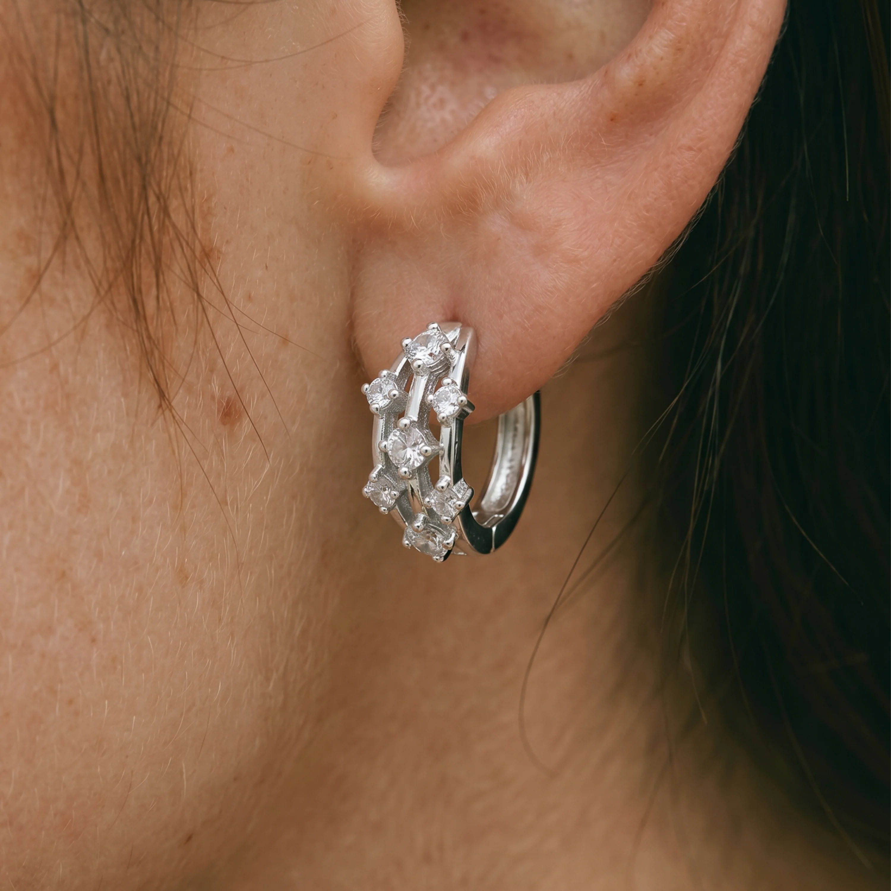 Pendientes de Circonita Brillante acabado en rodio - Issal - Image 6