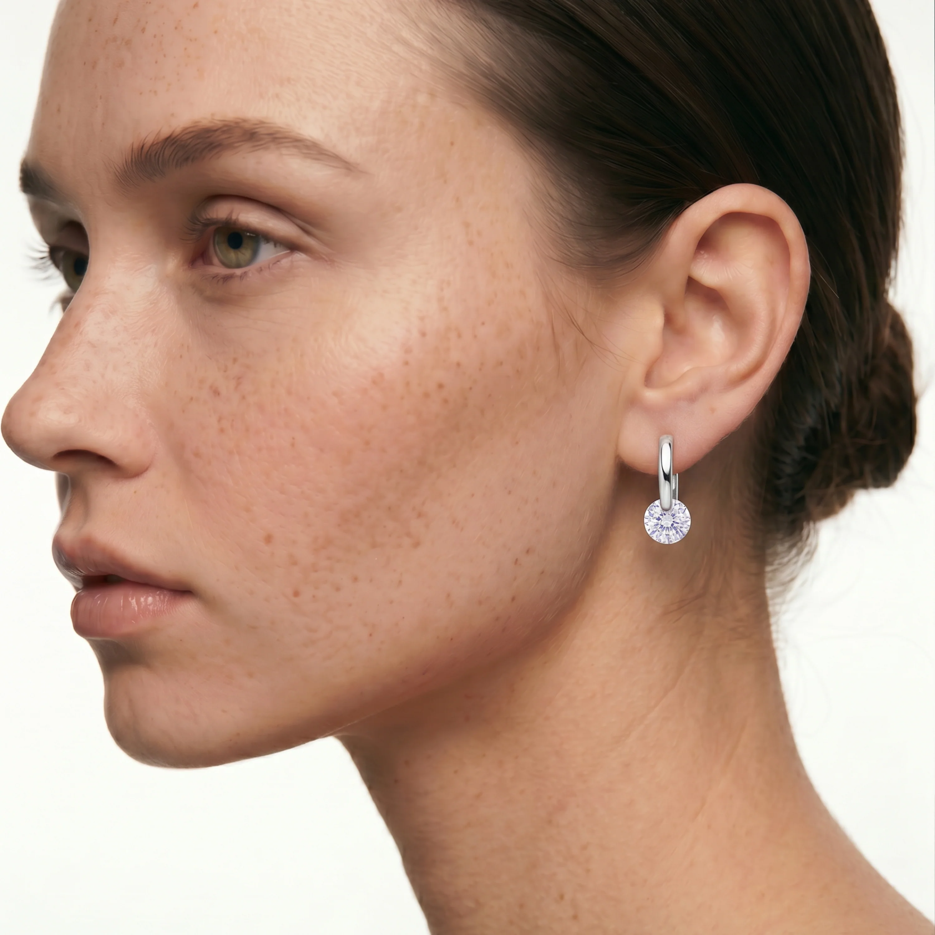 Pendientes de Circonita Brillante acabado en rodio - Loranli - Image 2