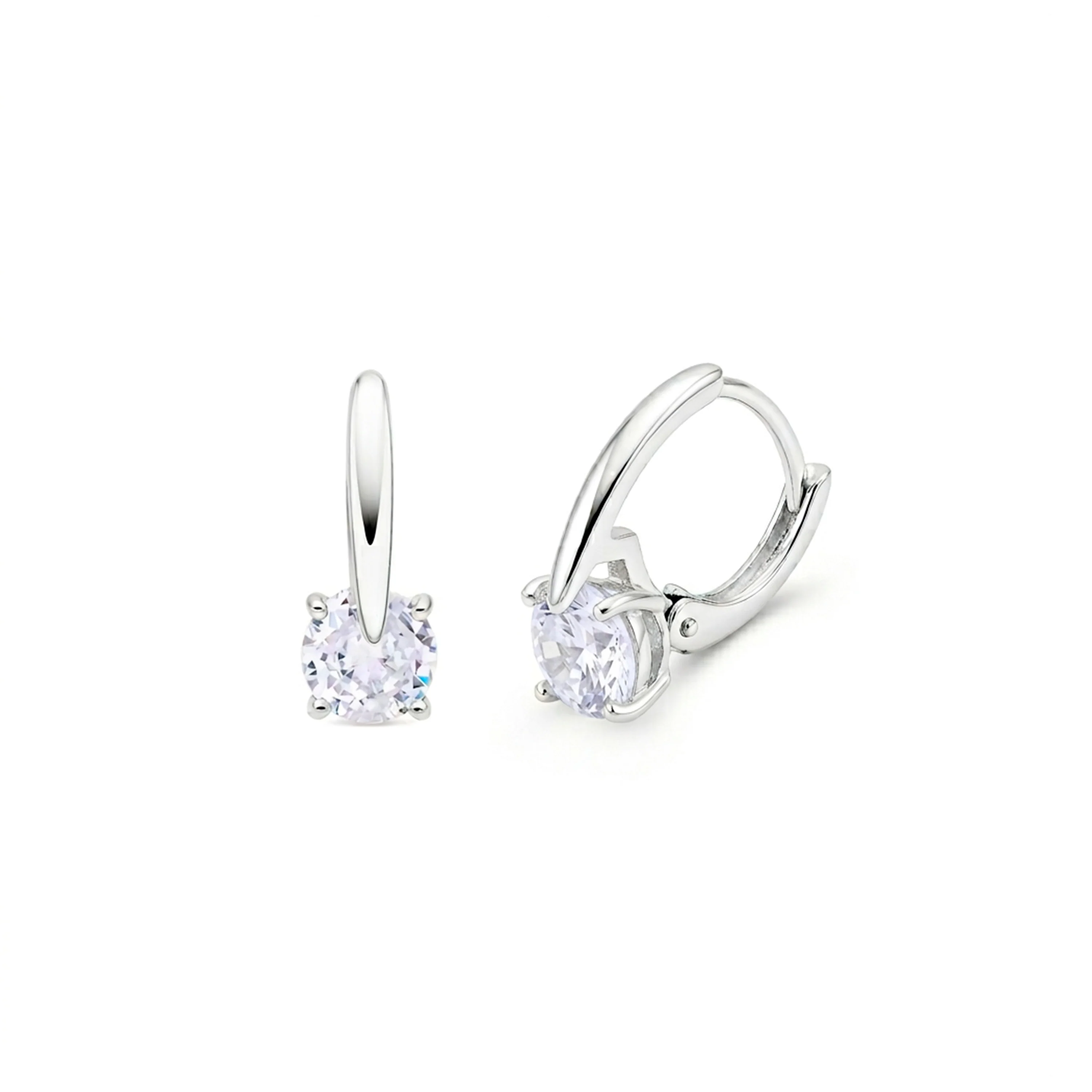 Pendientes de Circonita Brillante acabado en rodio - Loranli - Image 3