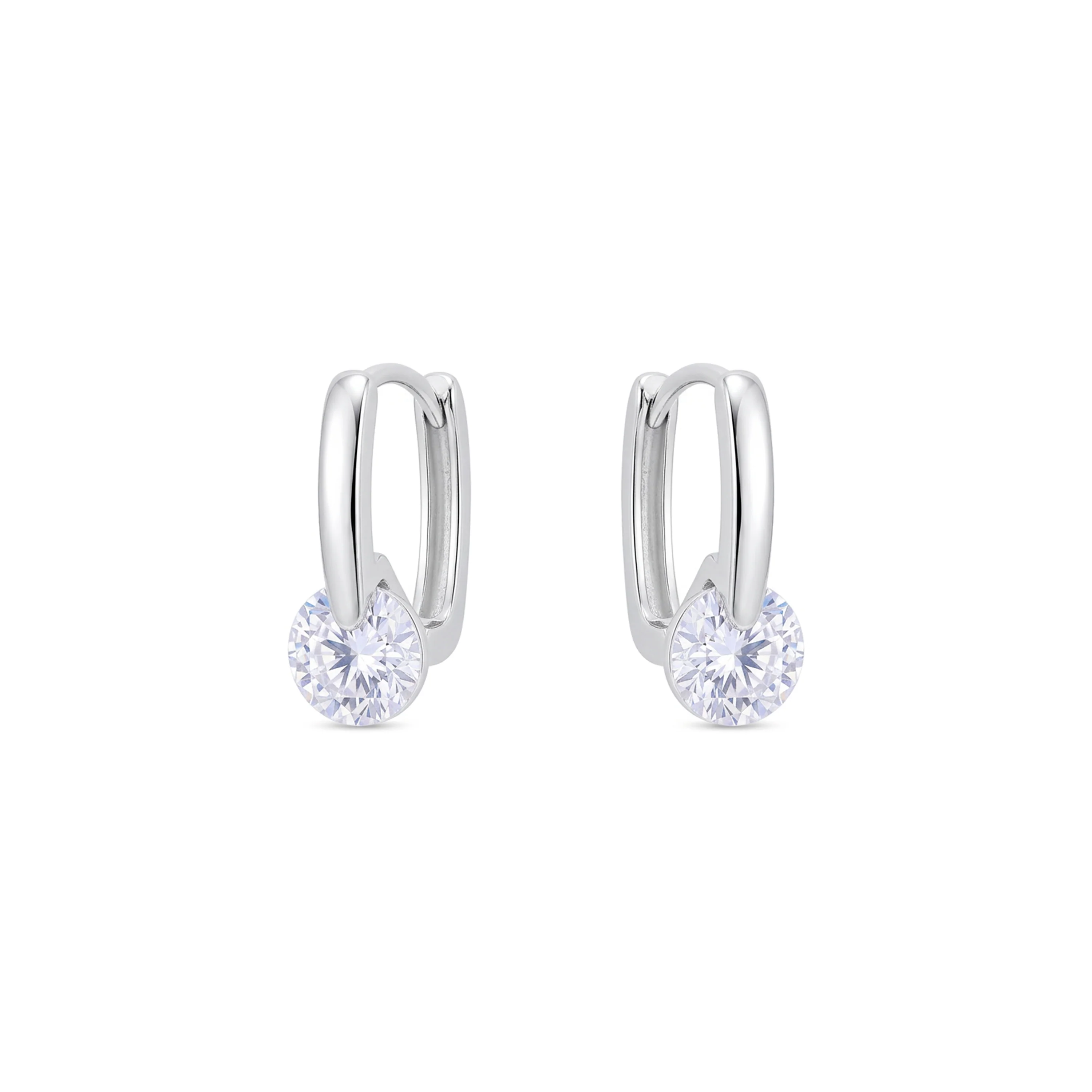 Pendientes de Circonita Brillante acabado en rodio - Loranli - Image 5