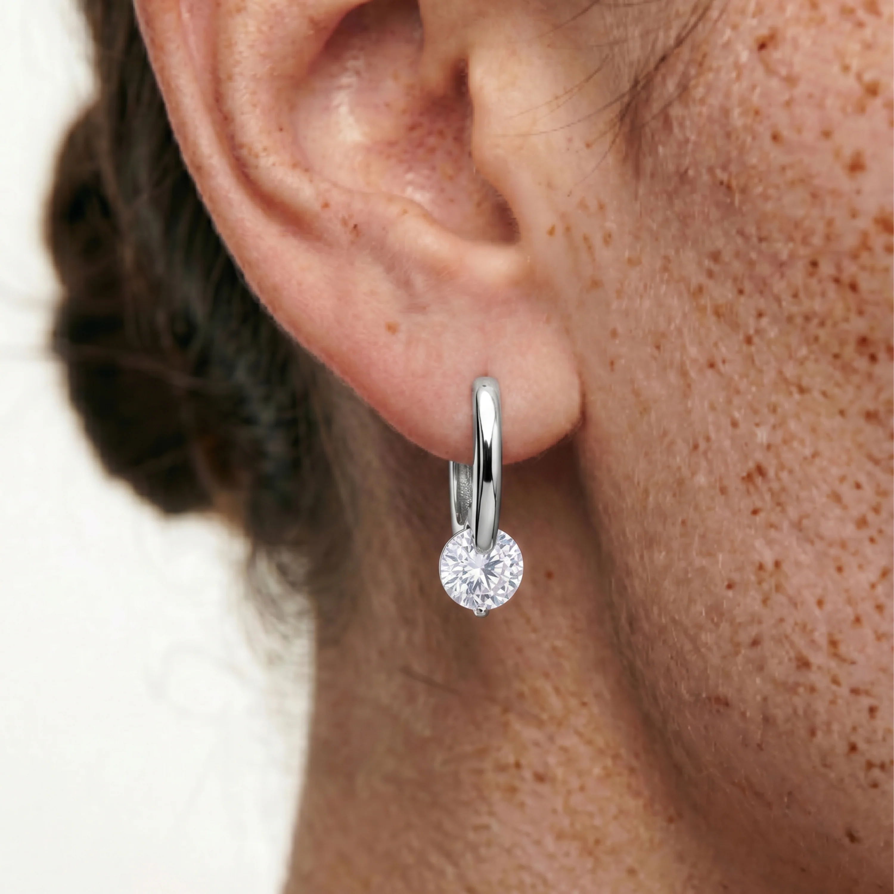Pendientes de Circonita Brillante acabado en rodio - Loranli - Image 6