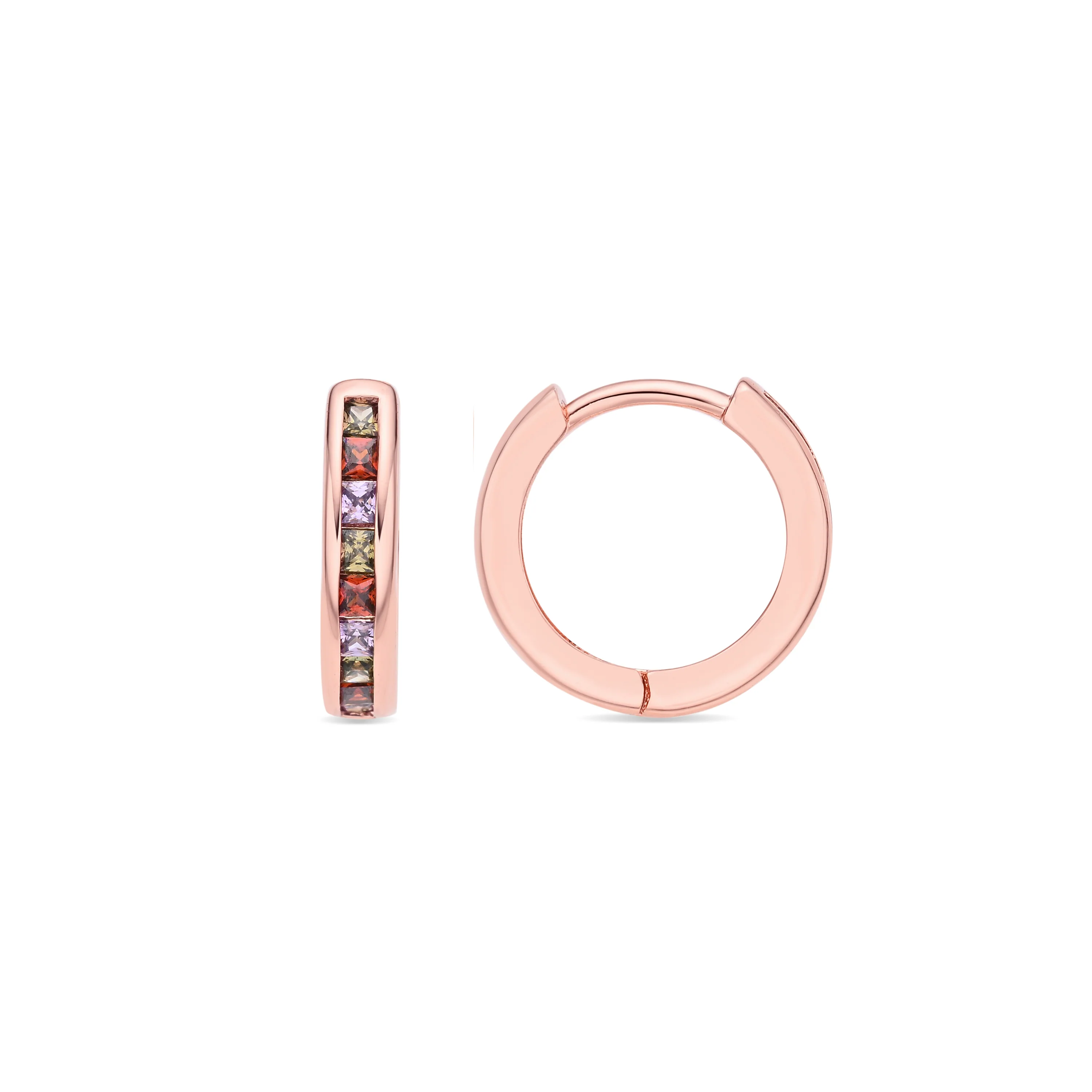 Pendientes de Circonita Multicolor acabado en oro rosa de 18k - Ulanbu
