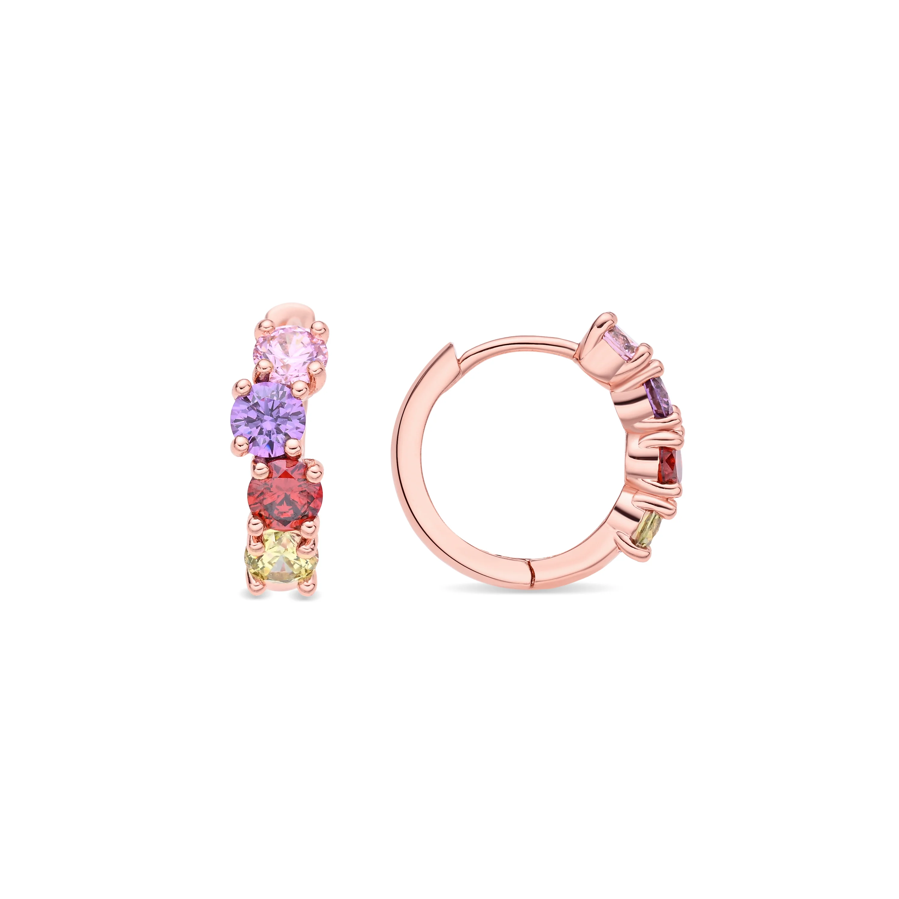 Pendientes de Circonita Multicolor acabado en oro rosa de 18k - Zamza
