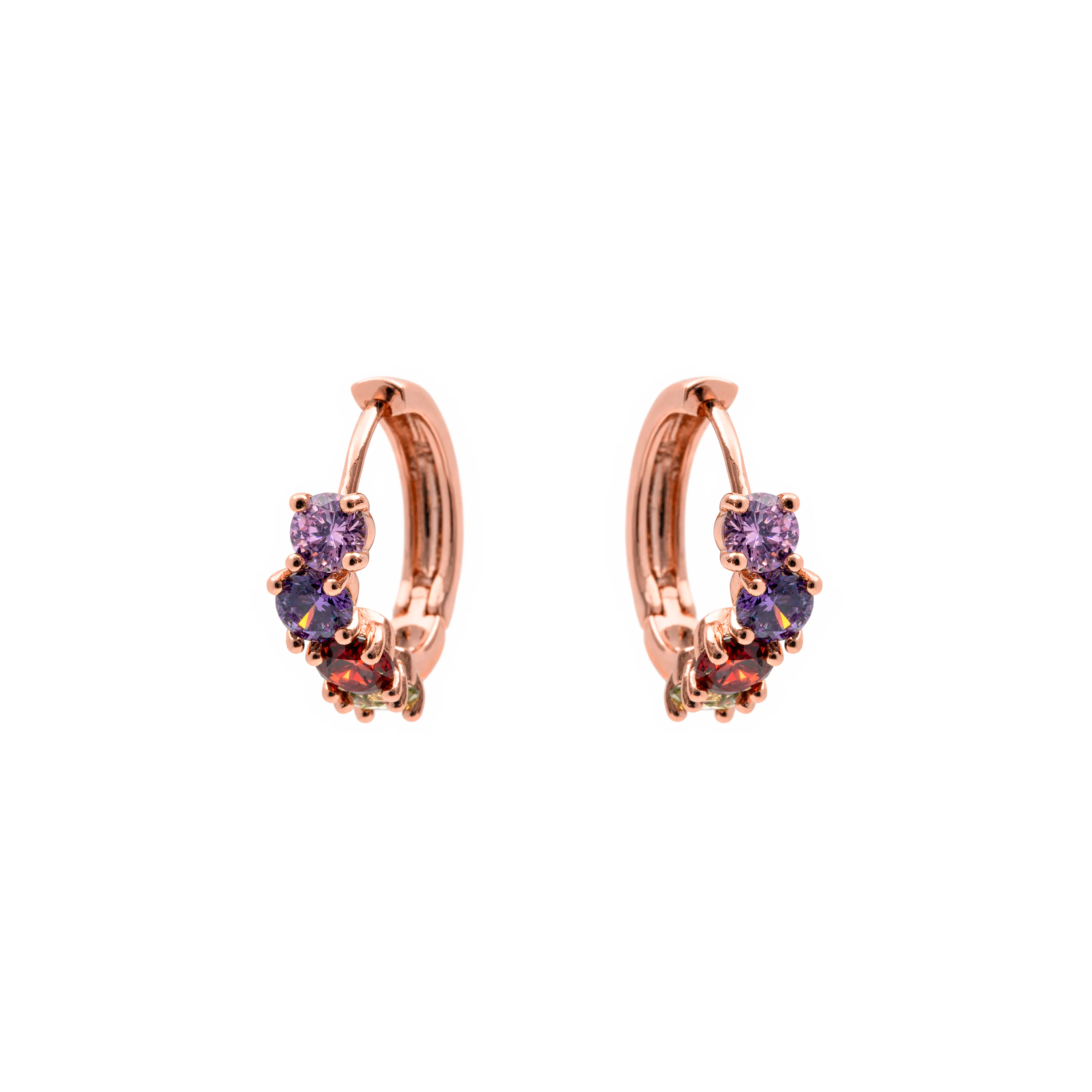 Pendientes de Circonita Multicolor acabado en oro rosa de 18k - Zamza - Image 3