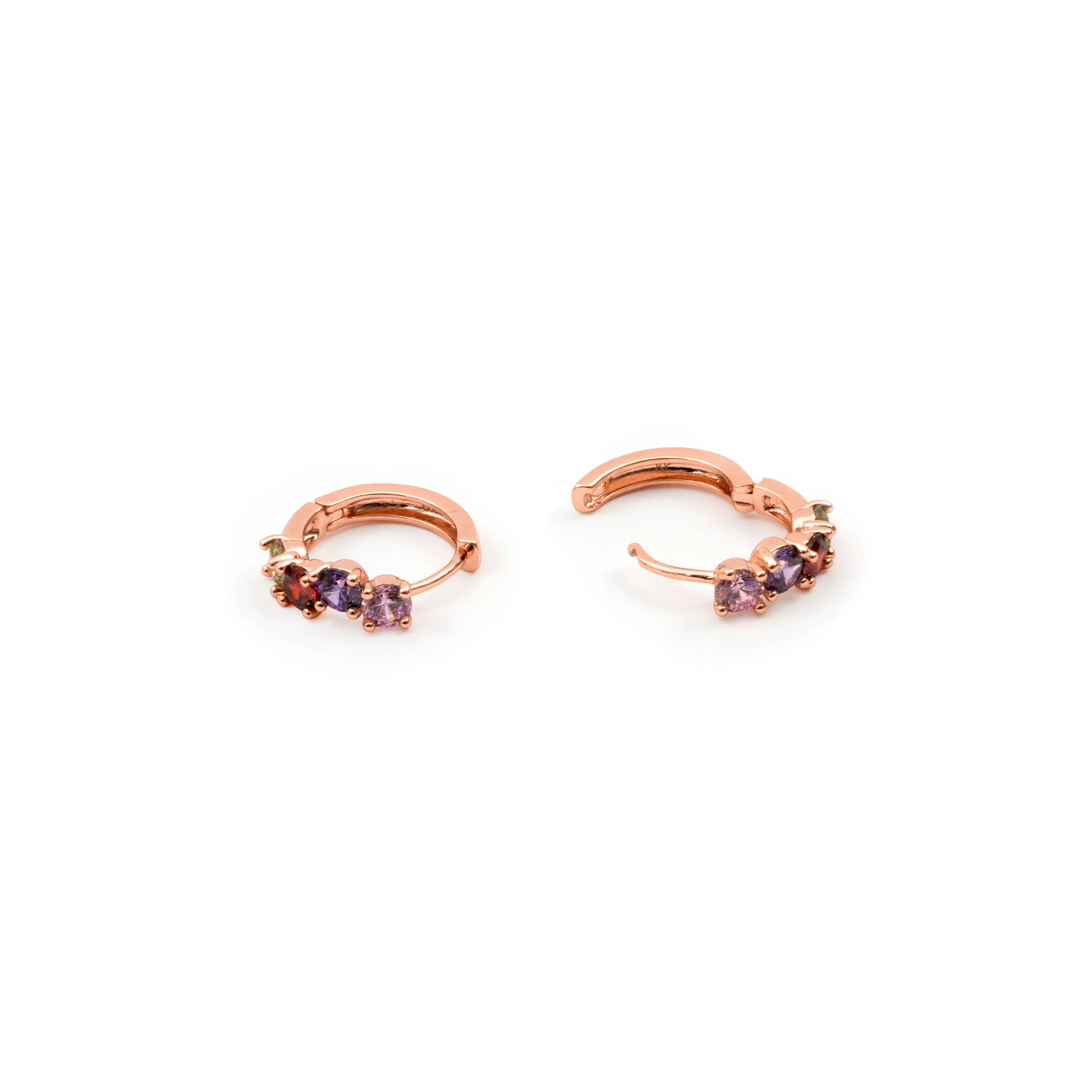 Pendientes de Circonita Multicolor acabado en oro rosa de 18k - Zamza - Image 5