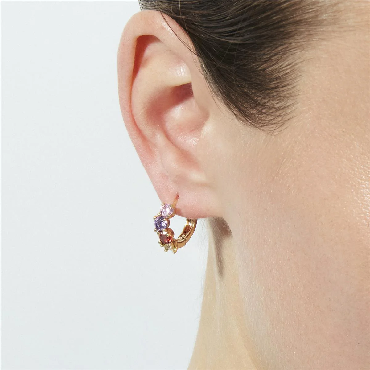 Pendientes de Circonita Multicolor acabado en oro rosa de 18k - Zamza - Image 6
