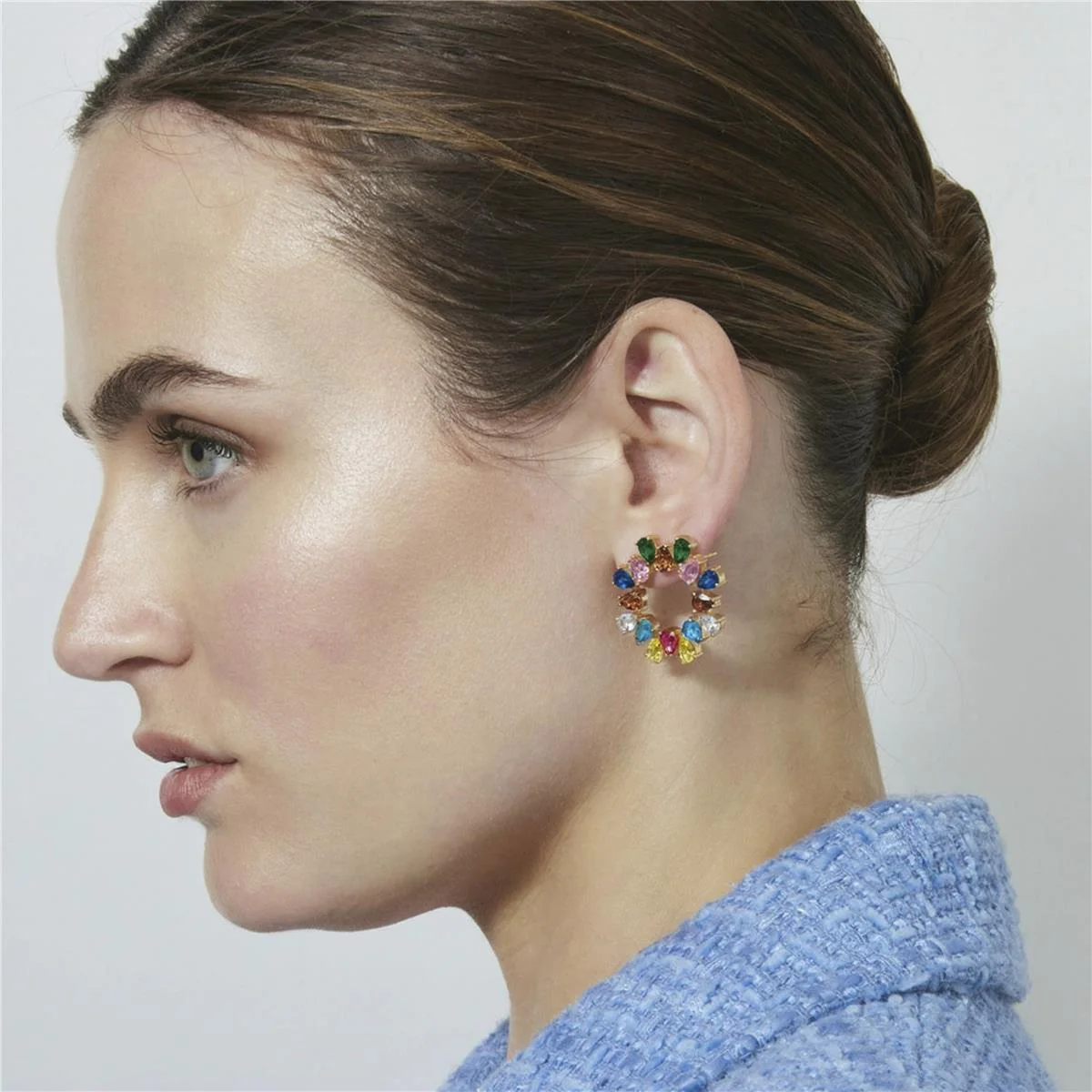 Pendientes de Circonita Multicolor acabado en rodio - Bodet - Image 2