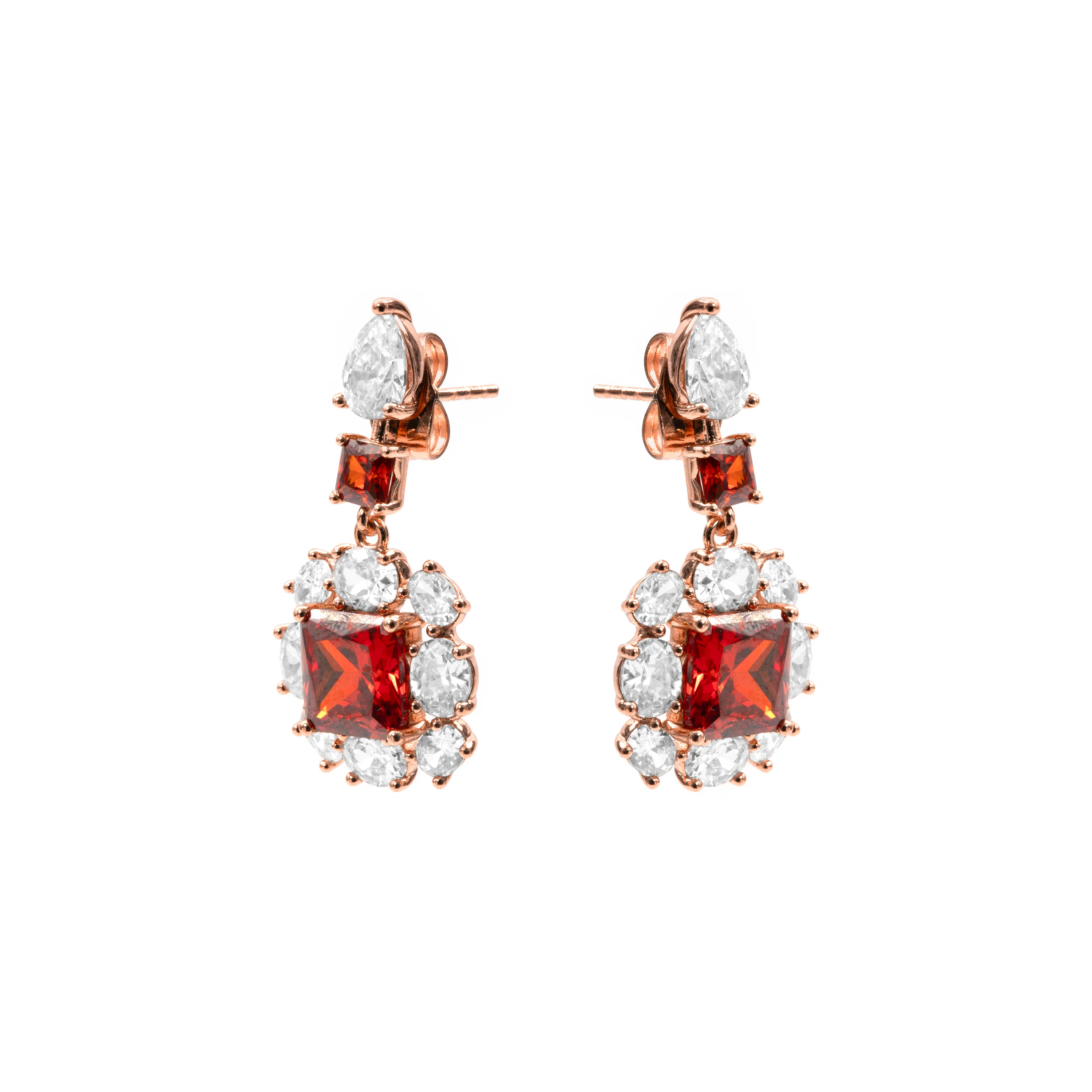 Pendientes de Circonita Rubí acabado en oro rosa de 18k - Iwo - Image 3
