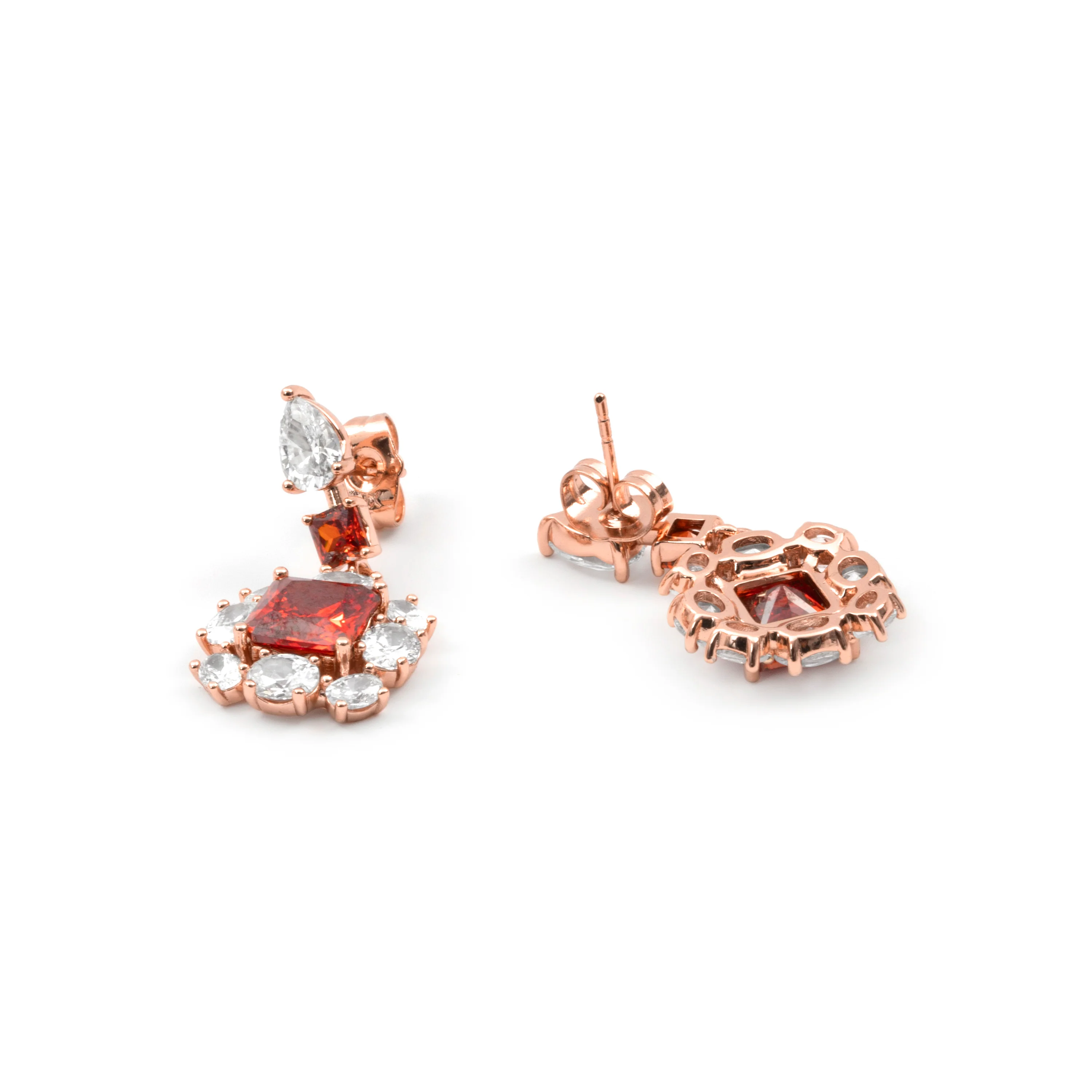 Pendientes de Circonita Rubí acabado en oro rosa de 18k - Iwo - Image 5