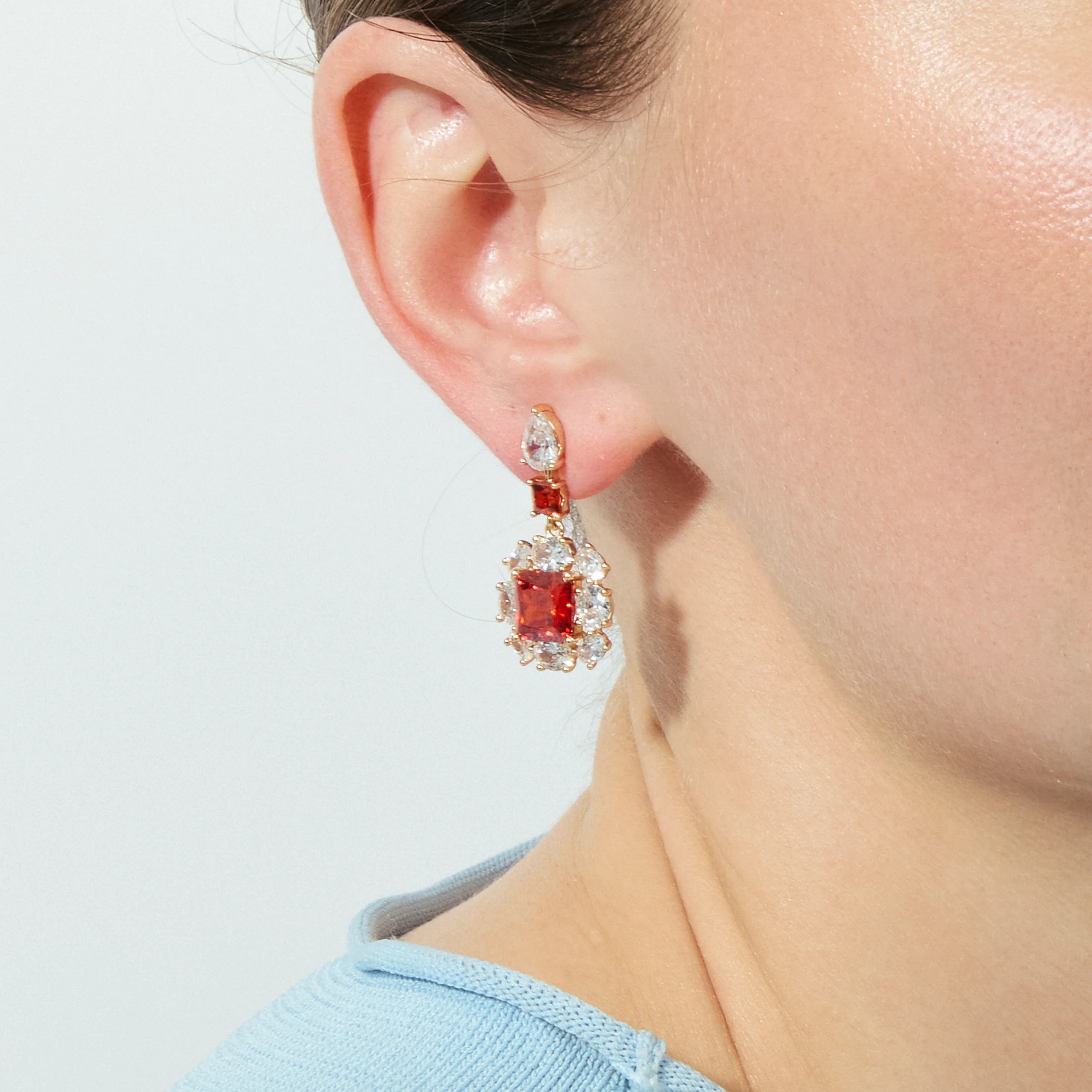 Pendientes de Circonita Rubí acabado en oro rosa de 18k - Iwo - Image 6