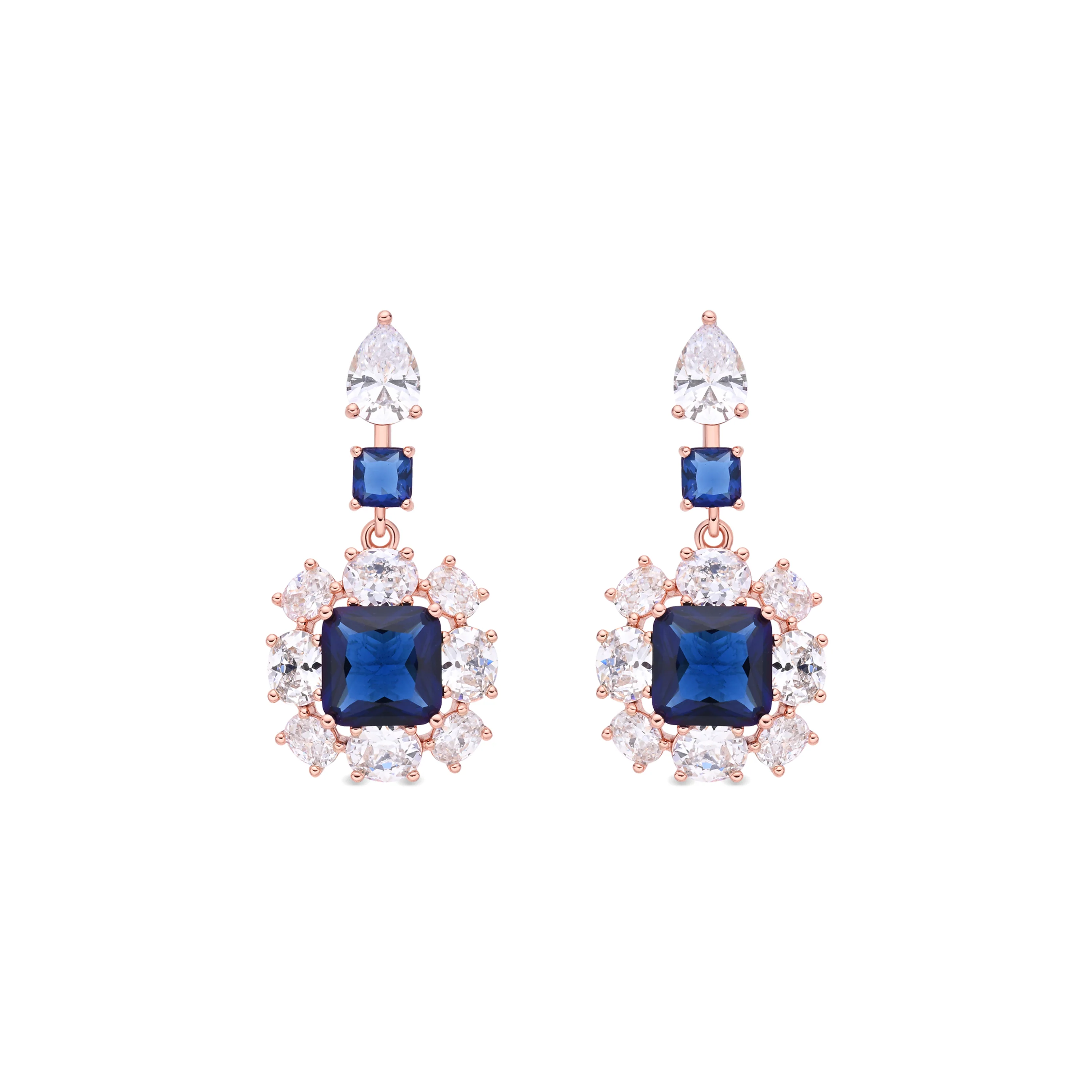 Pendientes de Circonita Zafiro acabado en oro rosa de 18k - Iwo