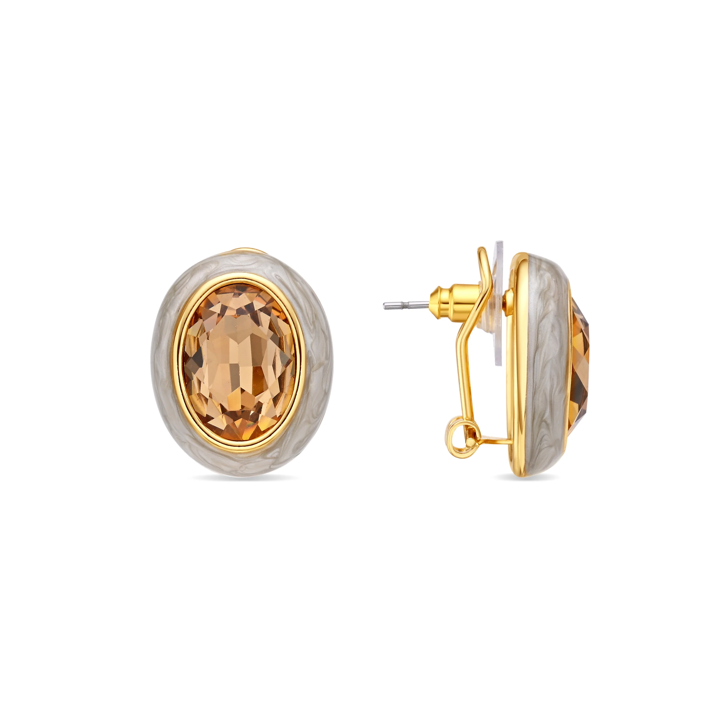 Pendientes de Cristal Marron acabado en oro amarillo de 18k - Amarke