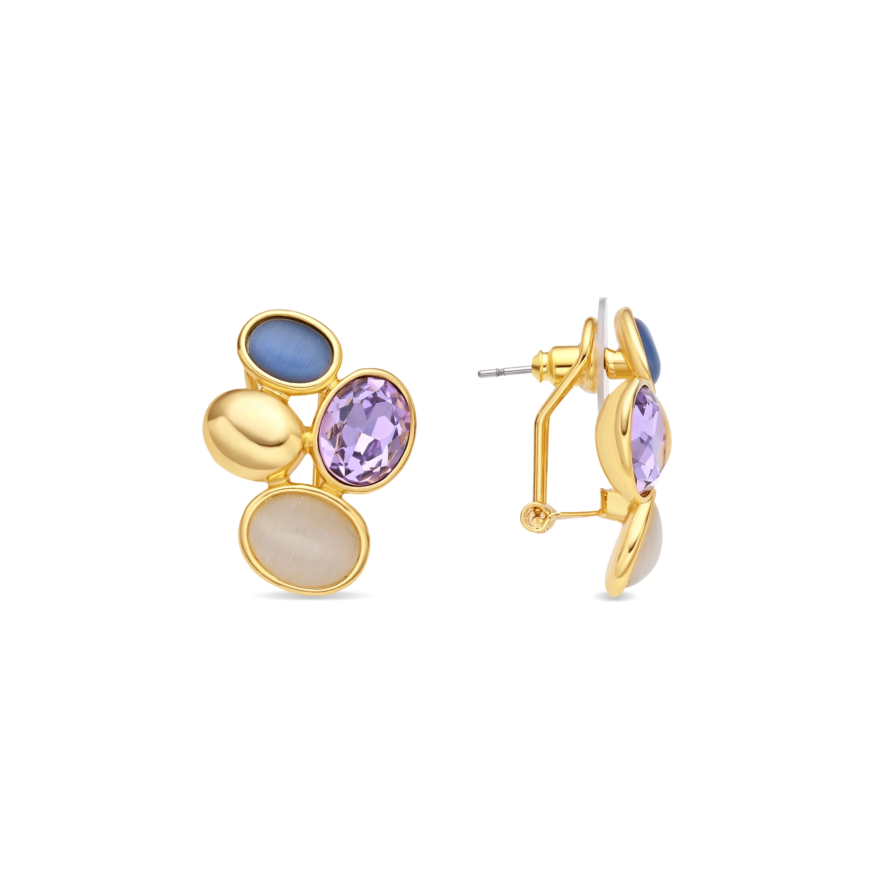 Pendientes de Cristal Morado acabado en oro amarillo de 18k - Sionu