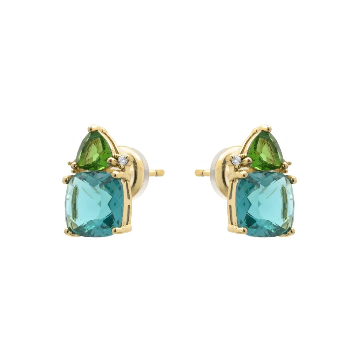 Pendientes de Cuarzo hidrotermal verde paraiba acabado en oro amarillo de 18k - Ilkan - Image 3