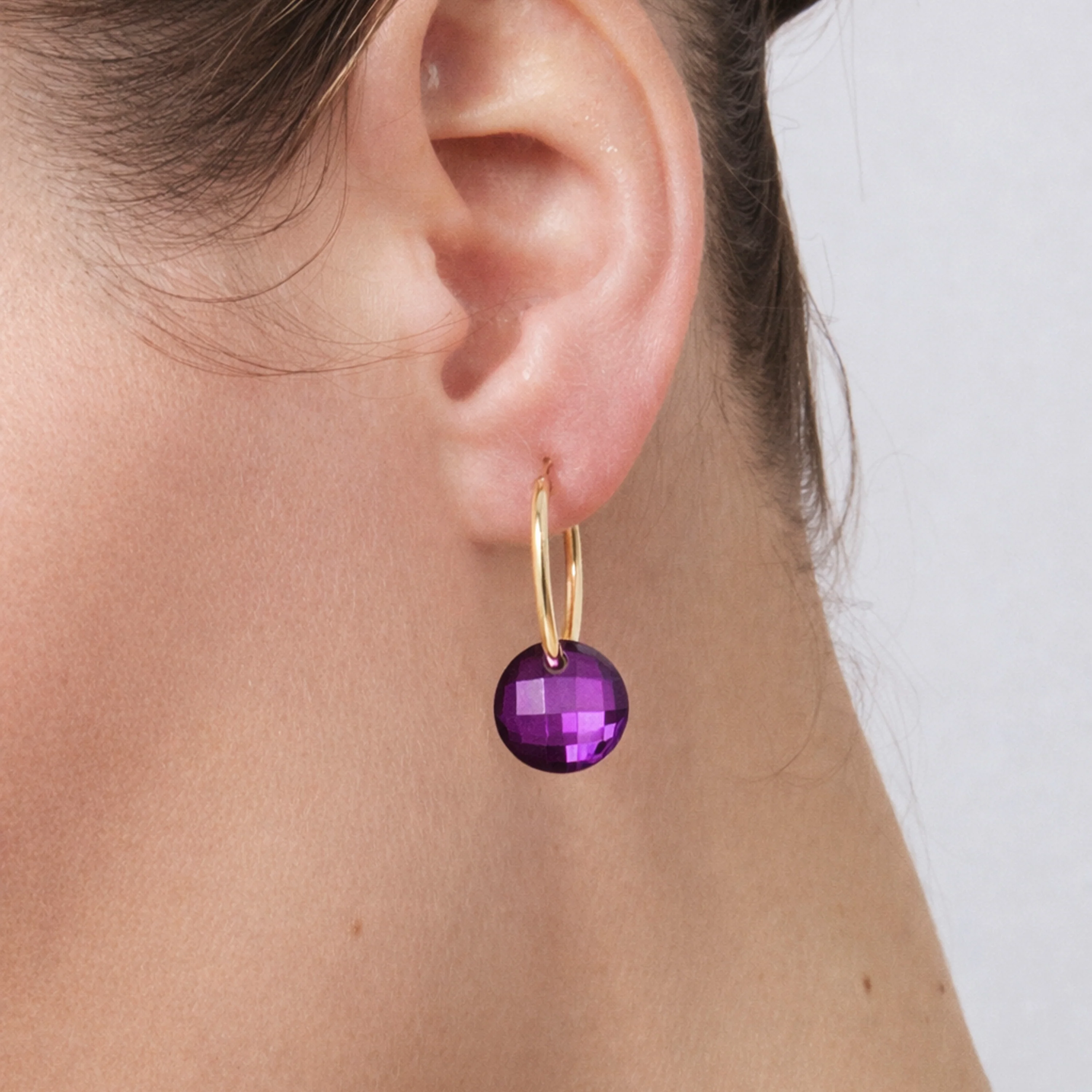 Pendientes de Cuarzo Hidrotermal Amatista acabado en oro amarillo de 18k - Jafam - Image 6