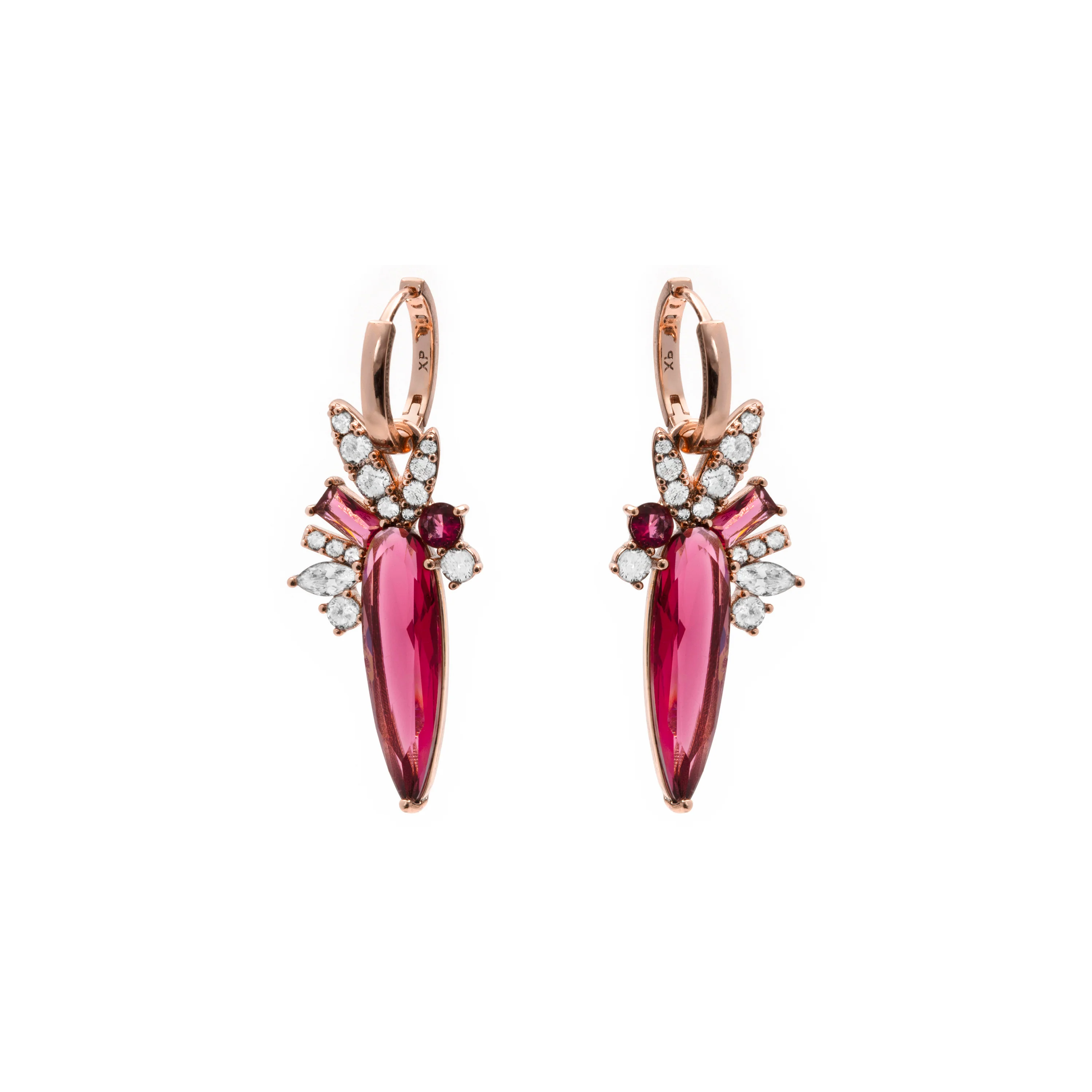 Pendientes de Cuarzo Hidrotermal Cereza acabado en oro rosa de 18k - Girls