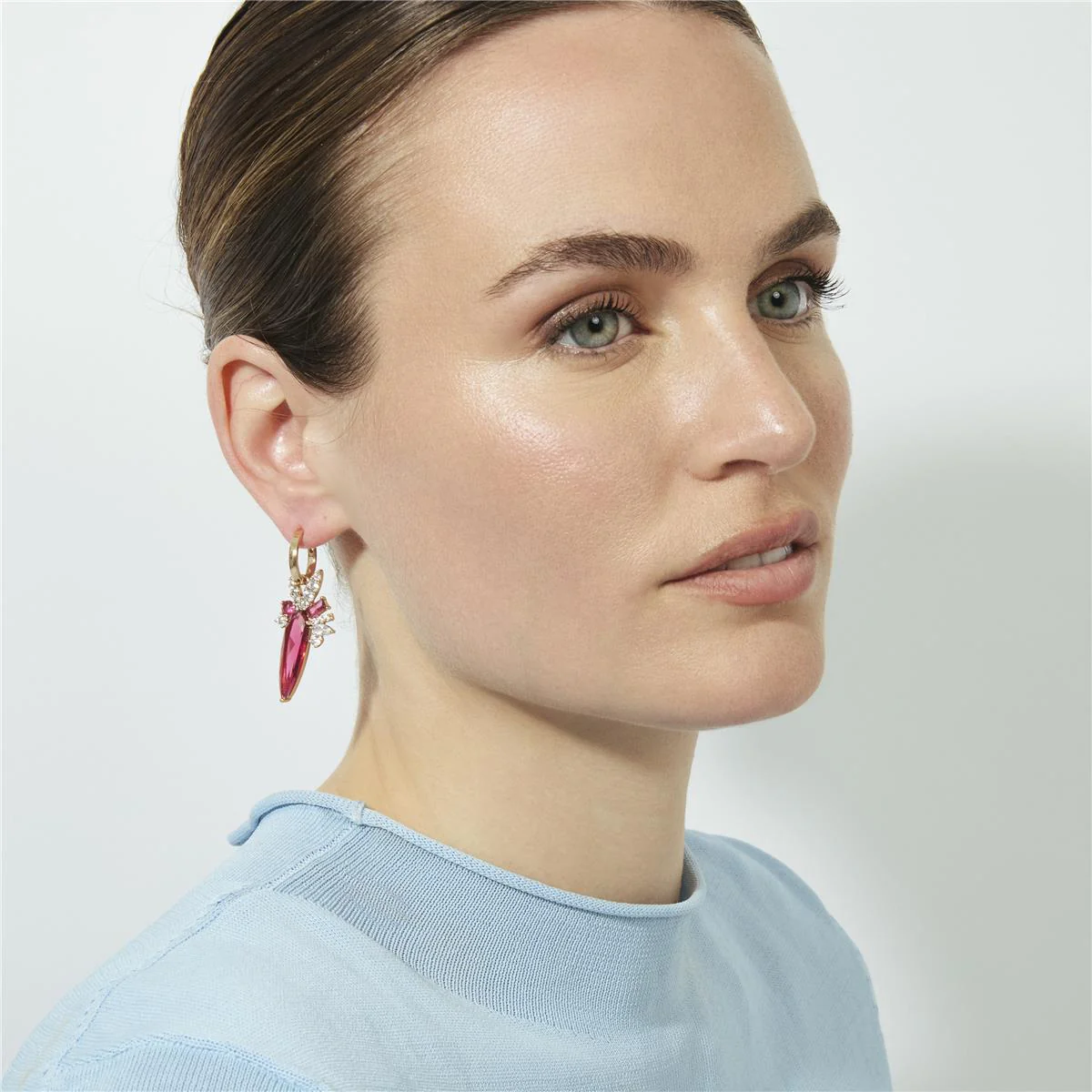 Pendientes de Cuarzo Hidrotermal Cereza acabado en oro rosa de 18k - Girls - Image 2