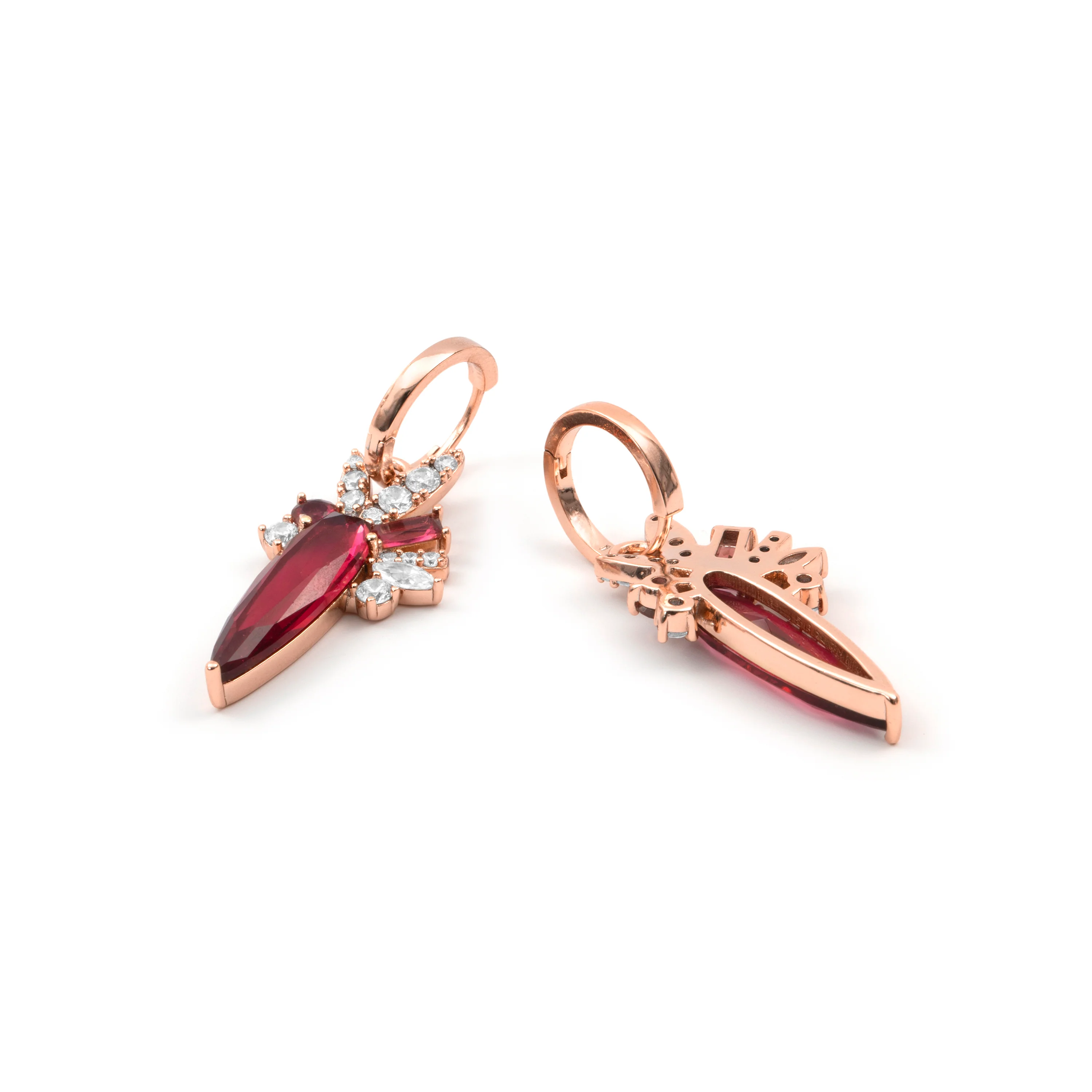 Pendientes de Cuarzo Hidrotermal Cereza acabado en oro rosa de 18k - Girls - Image 5