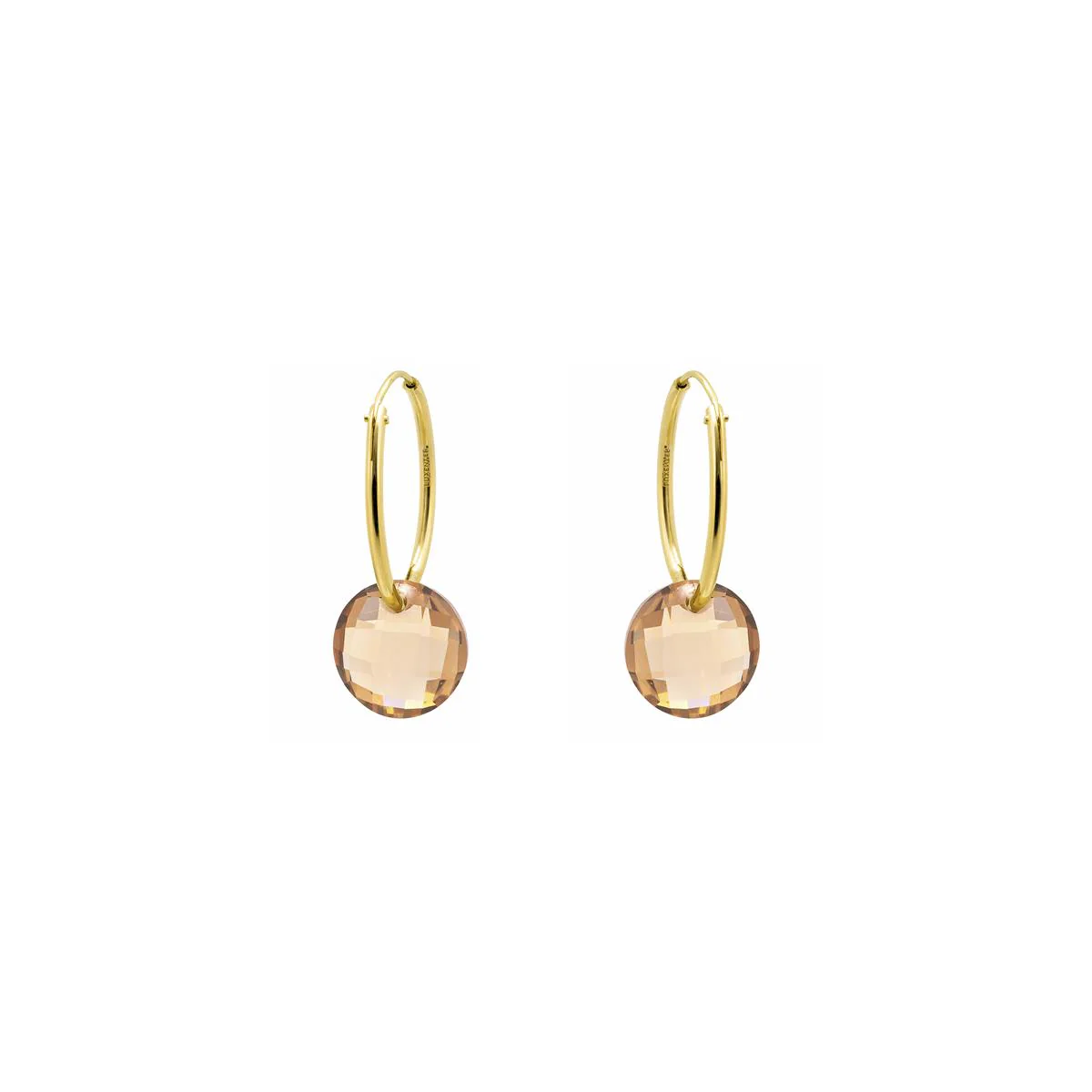Pendientes de Cuarzo Hidrotermal Champagne acabado en oro amarillo de 18k - Jafam - Image 3
