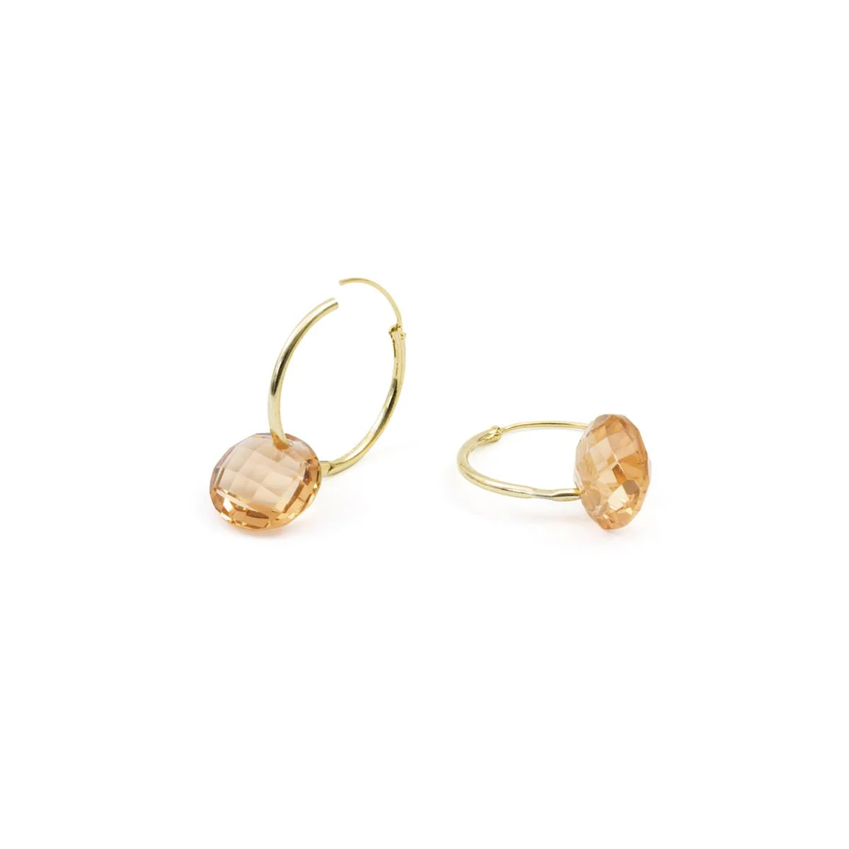 Pendientes de Cuarzo Hidrotermal Champagne acabado en oro amarillo de 18k - Jafam - Image 4