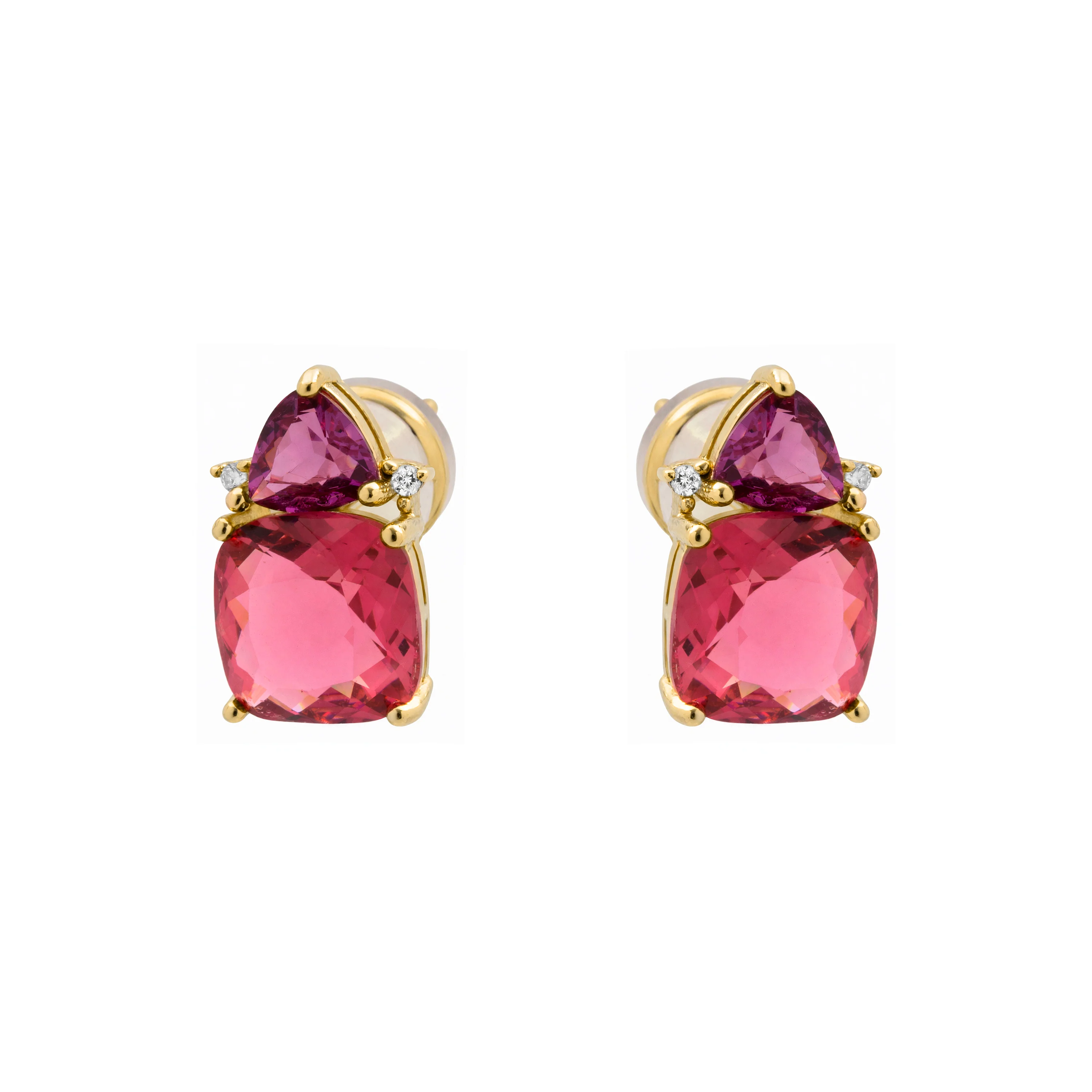 Pendientes de Cuarzo Hidrotermal Rosa acabado en oro amarillo de 18k - Ilkan - Image 3