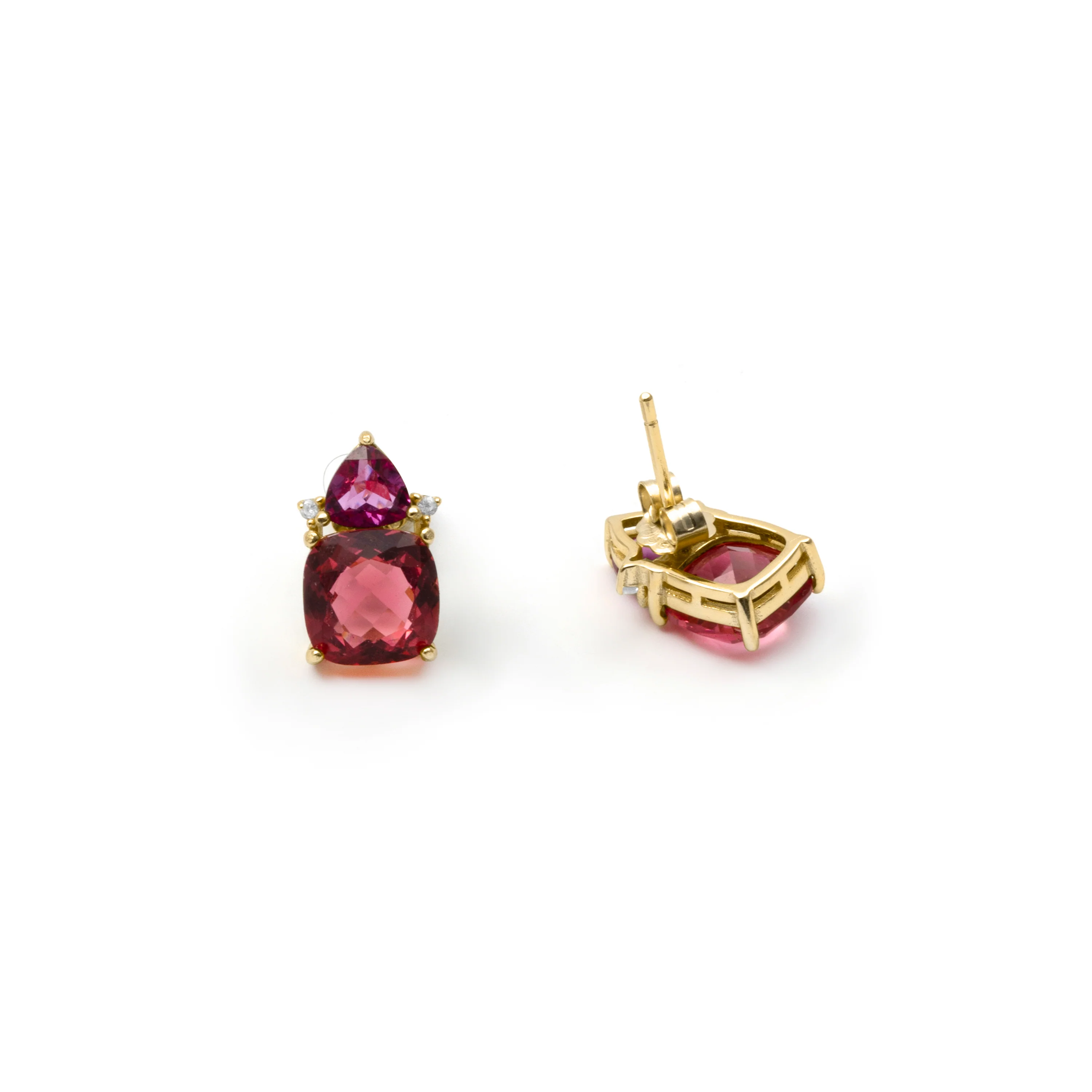 Pendientes de Cuarzo Hidrotermal Rosa acabado en oro amarillo de 18k - Ilkan - Image 5