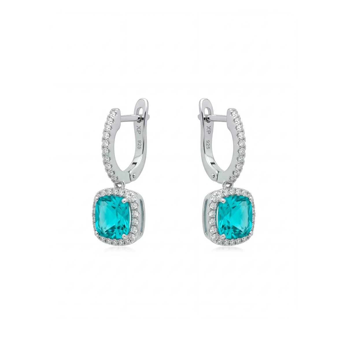 Pendientes de Cuarzo Hidrotermal Verde Paraiba acabado en rodio - Afrons - Image 3