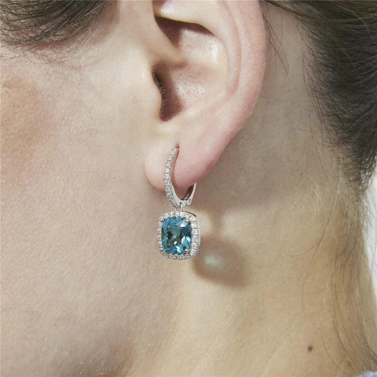 Pendientes de Cuarzo Hidrotermal Verde Paraiba acabado en rodio - Afrons - Image 6