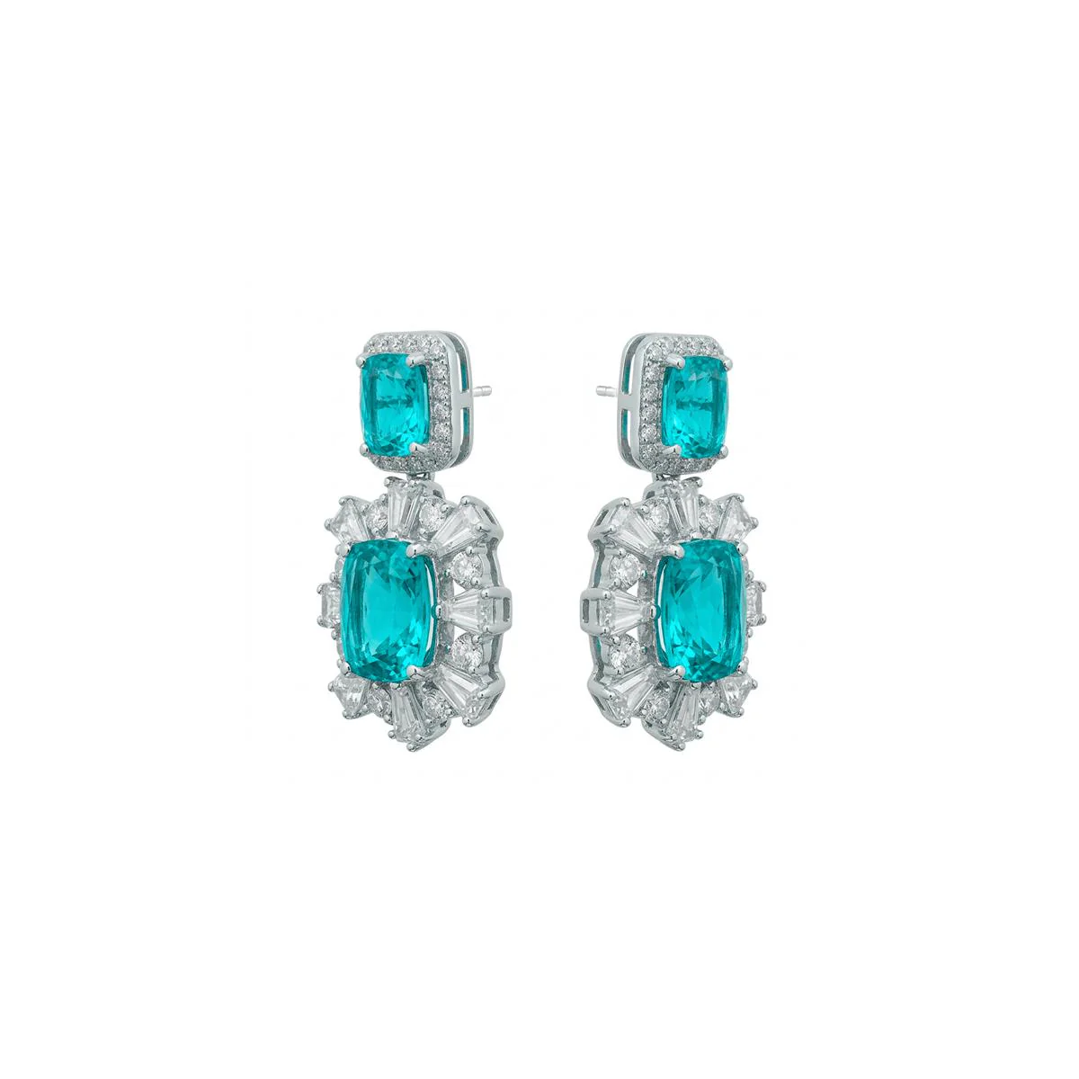 Pendientes de Cuarzo Hidrotermal Verde Paraiba acabado en rodio - Danaz - Image 3
