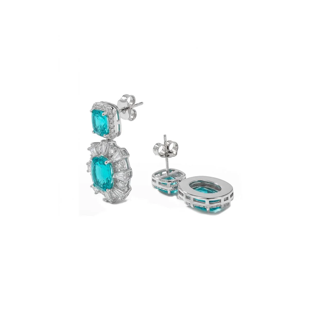 Pendientes de Cuarzo Hidrotermal Verde Paraiba acabado en rodio - Danaz - Image 5