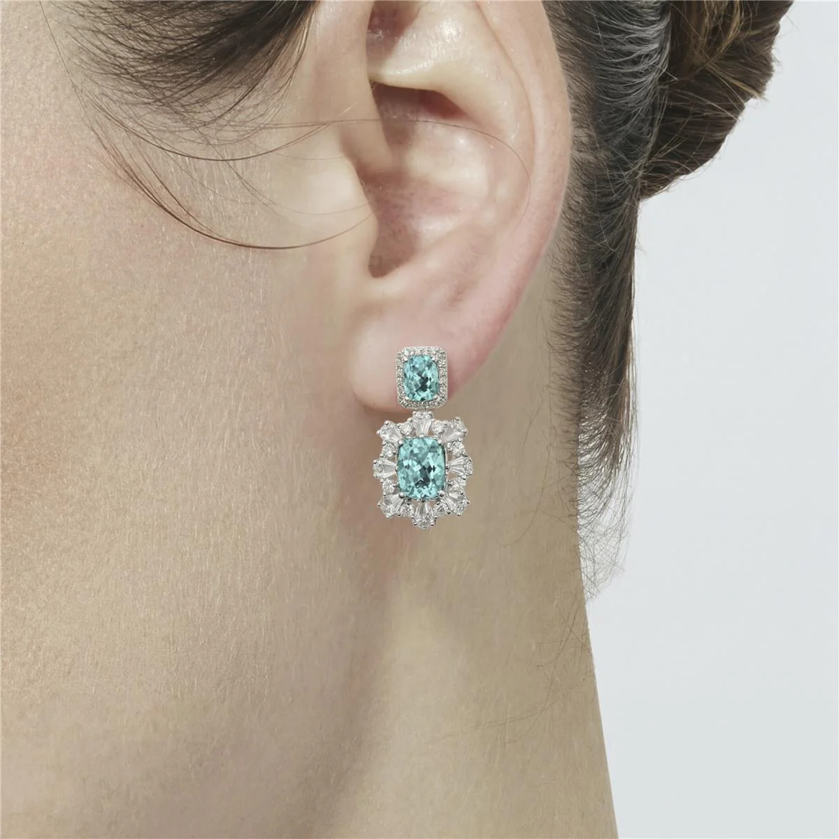 Pendientes de Cuarzo Hidrotermal Verde Paraiba acabado en rodio - Danaz - Image 6