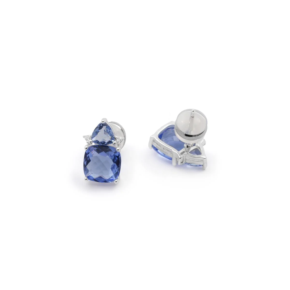 Pendientes de Cuarzo hidrotermal lapislázuli acabado en rodio - Ilkan - Image 5