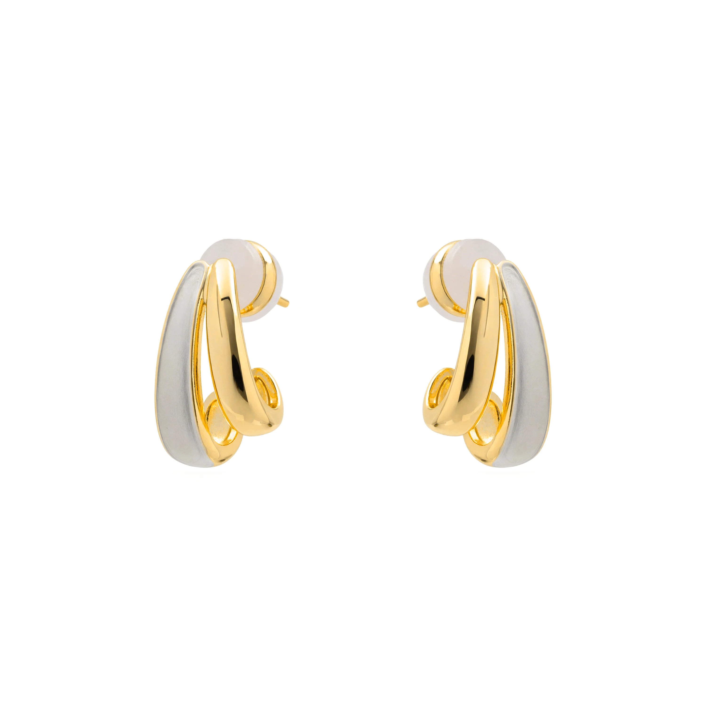 Pendientes de Lacado Blanco acabado en oro amarillo de 18k - Tae - Image 3