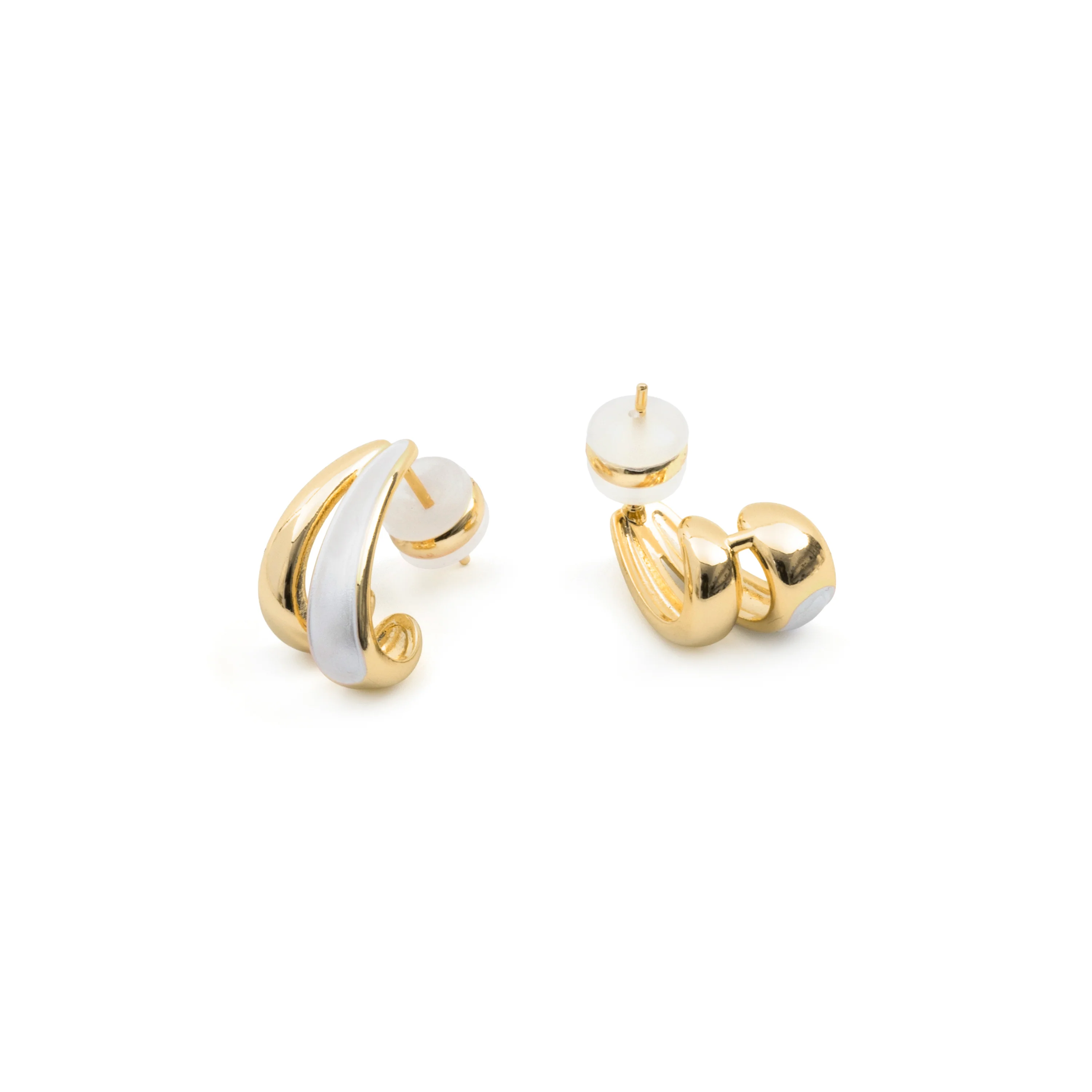 Pendientes de Lacado Blanco acabado en oro amarillo de 18k - Tae - Image 5