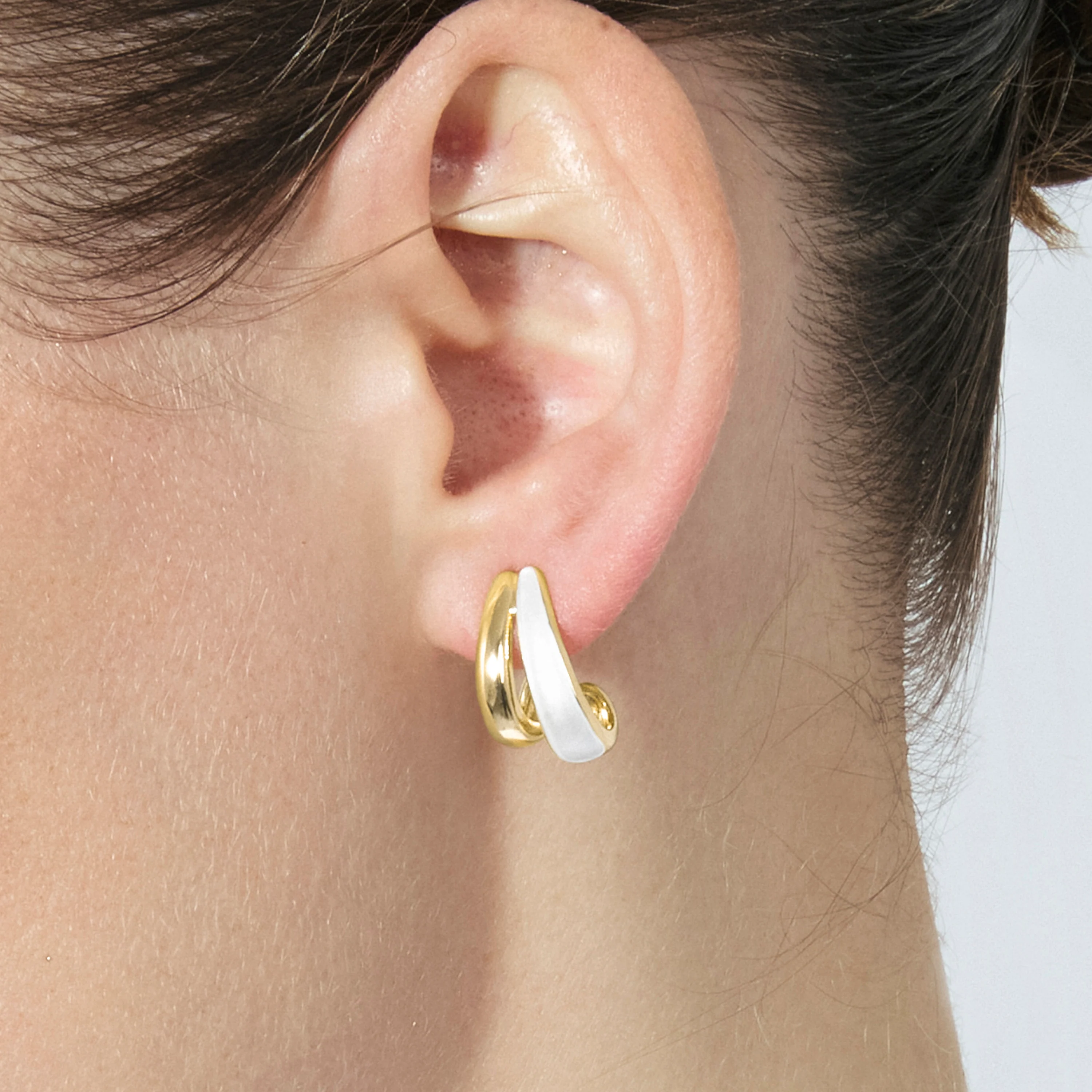 Pendientes de Lacado Blanco acabado en oro amarillo de 18k - Tae - Image 6