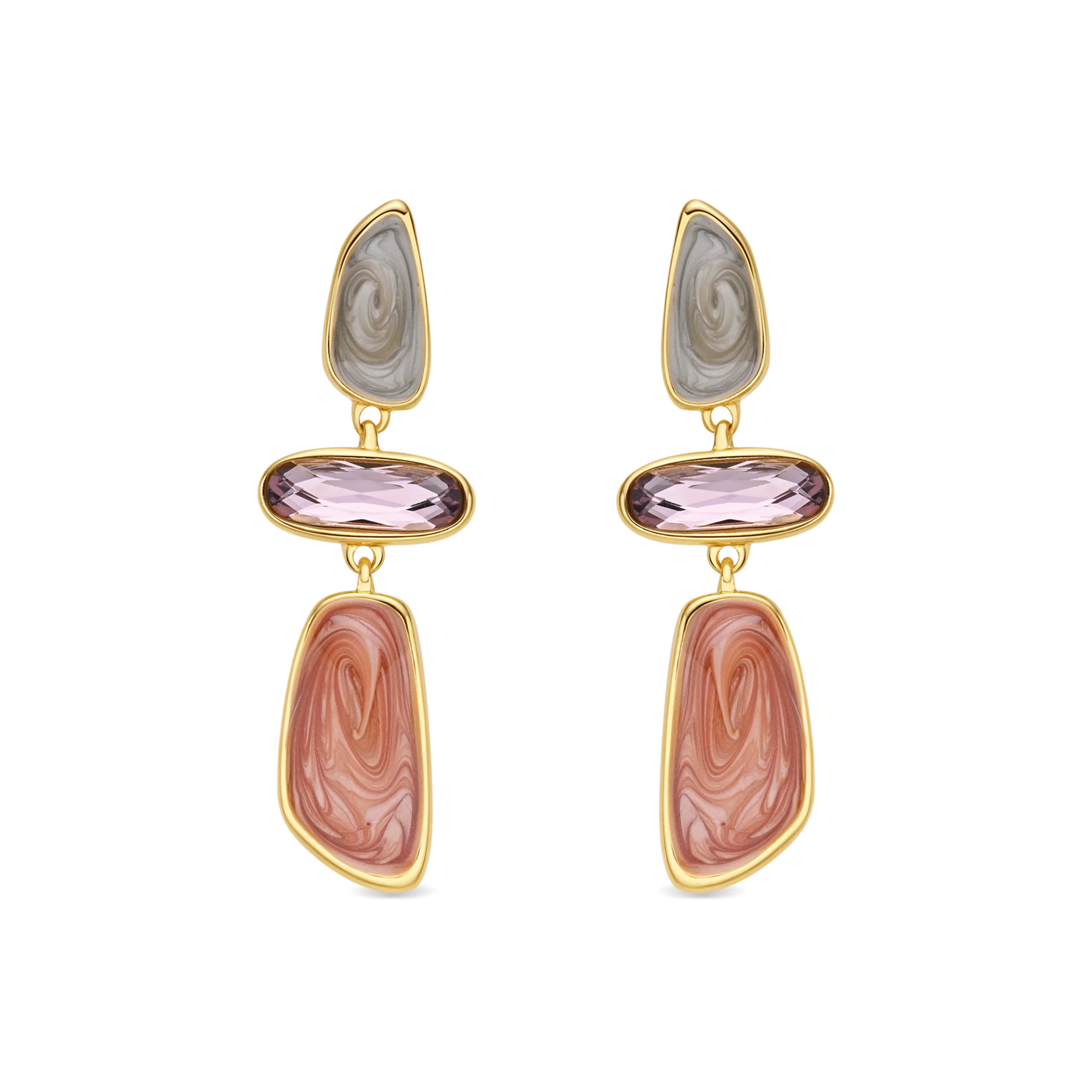 Pendientes de Lacado Multicolor acabado en oro amarillo de 18k - Wiso