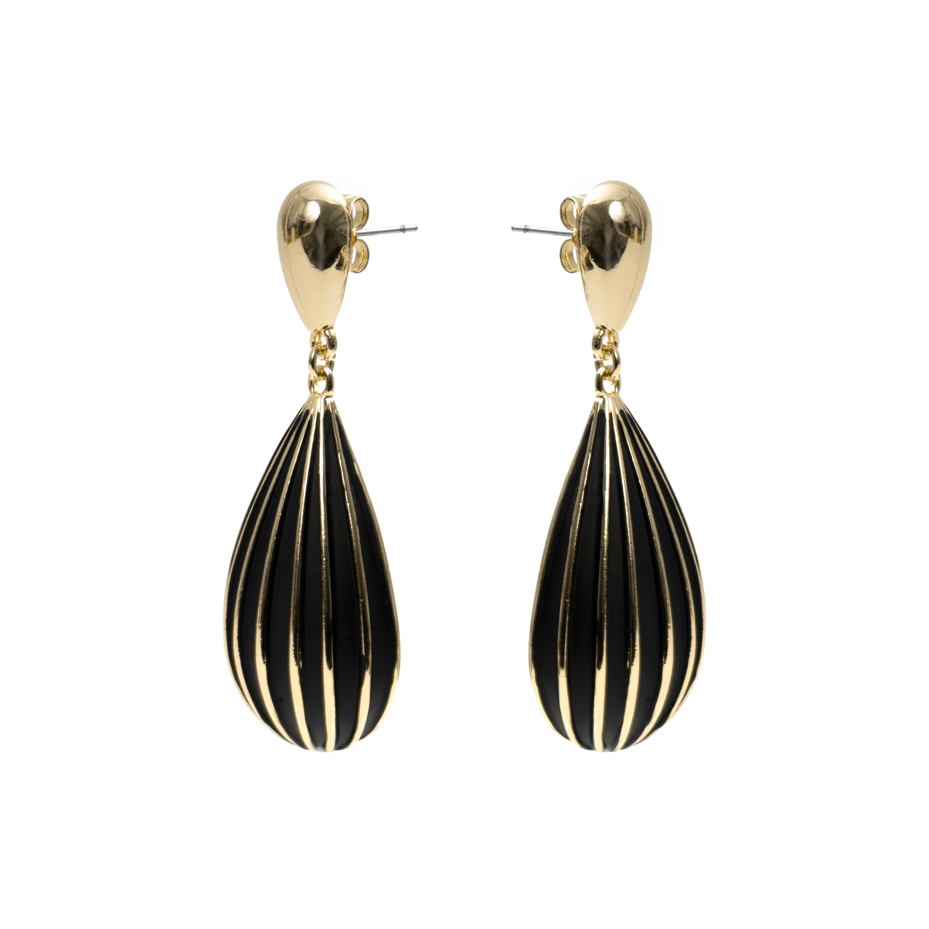 Pendientes de Lacado Negro acabado en oro amarillo de 18k - Belin - Image 3