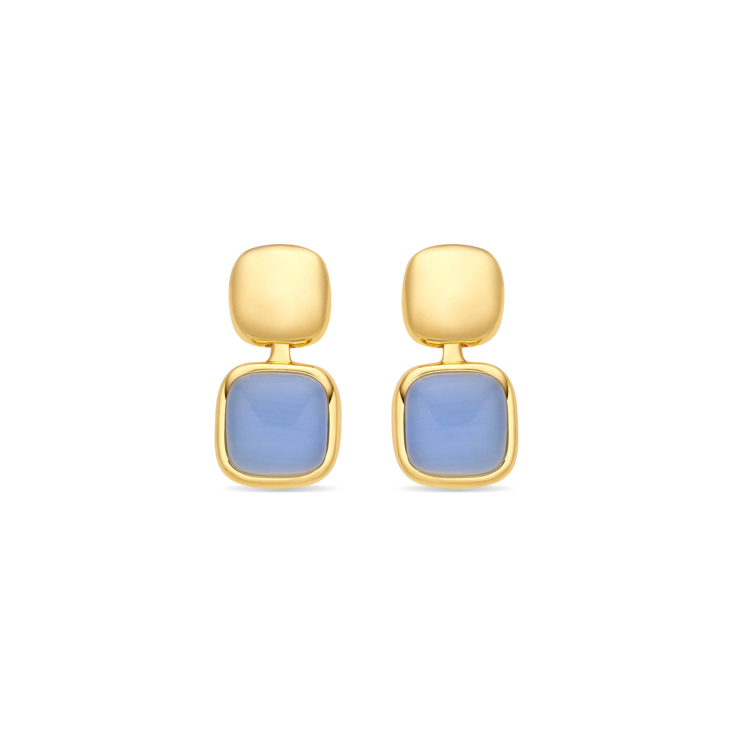 Pendientes de Ojo de Gato Azul acabado en oro amarillo de 18k - Laroi