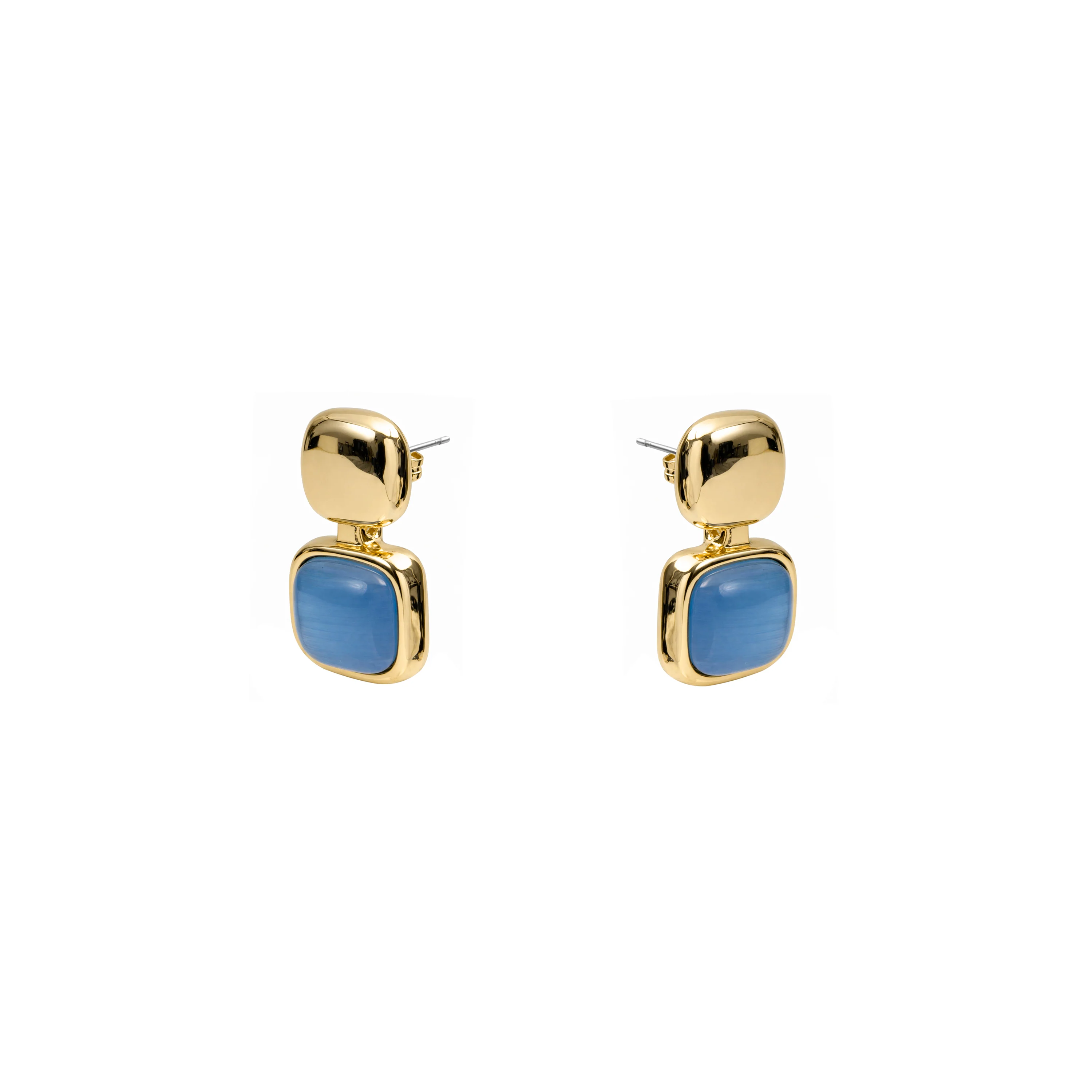 Pendientes de Ojo de Gato Azul acabado en oro amarillo de 18k - Laroi - Image 3