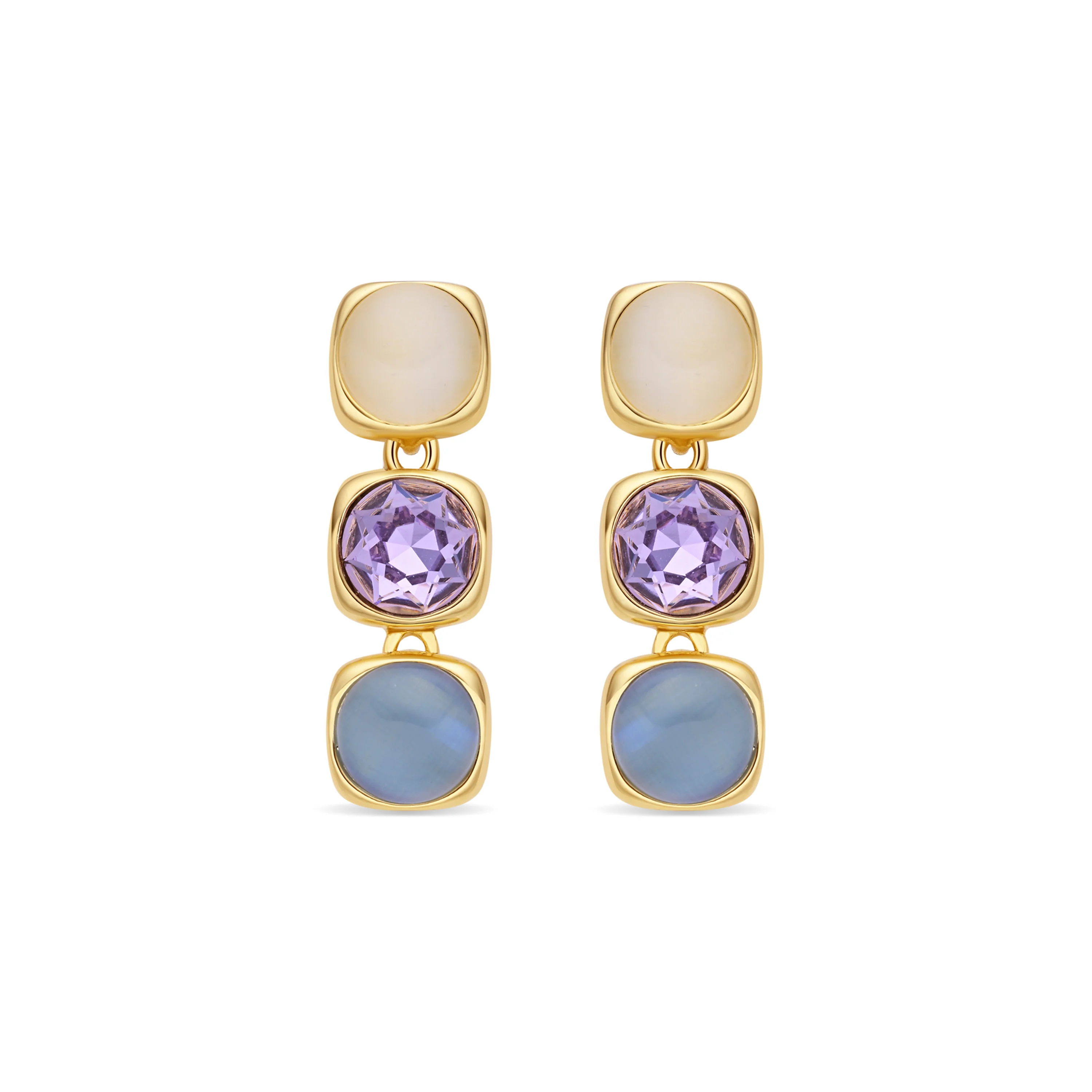 Pendientes de Ojo de Gato Azul acabado en oro amarillo de 18k - Shureo