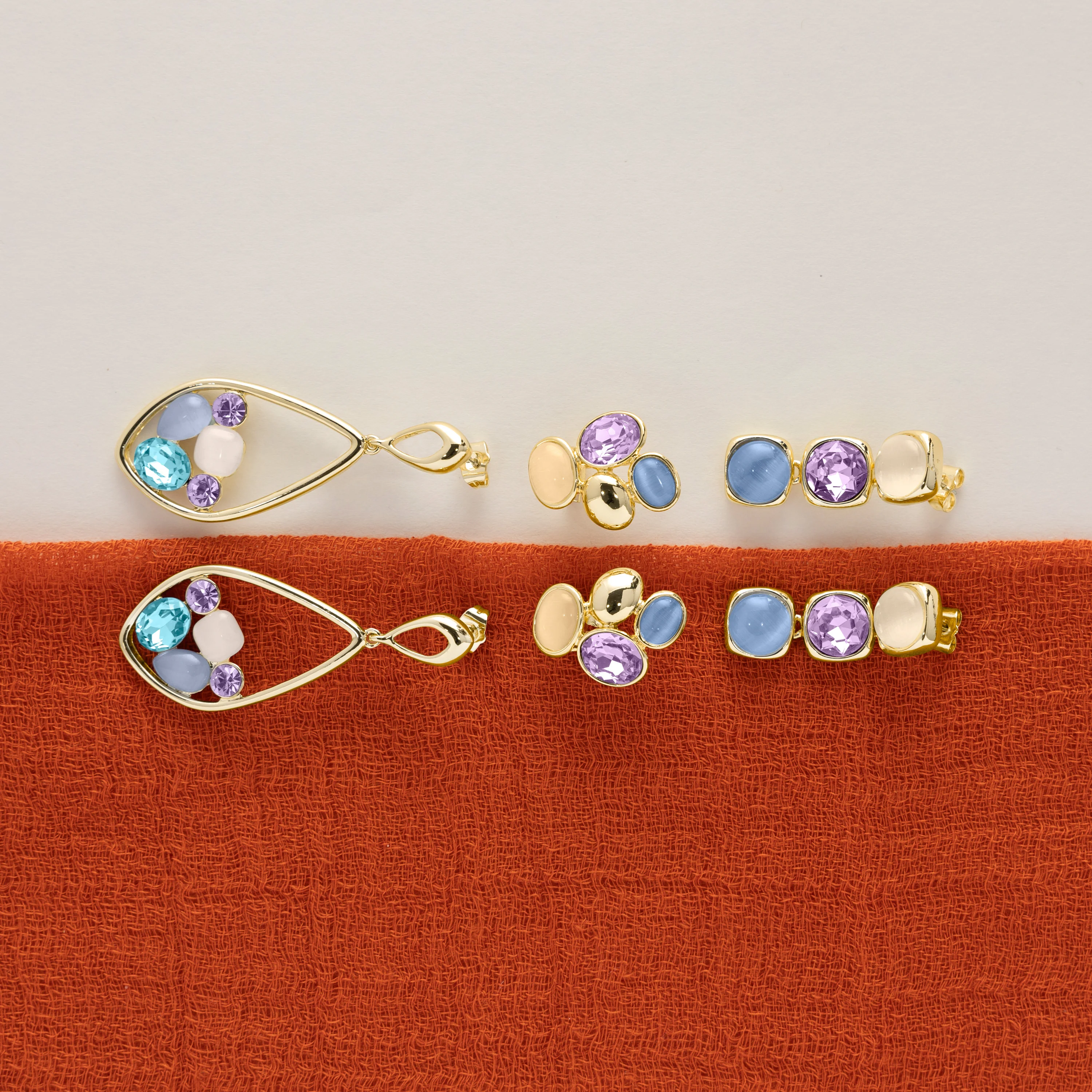 Pendientes de Ojo de Gato Azul acabado en oro amarillo de 18k - Shureo - Image 7