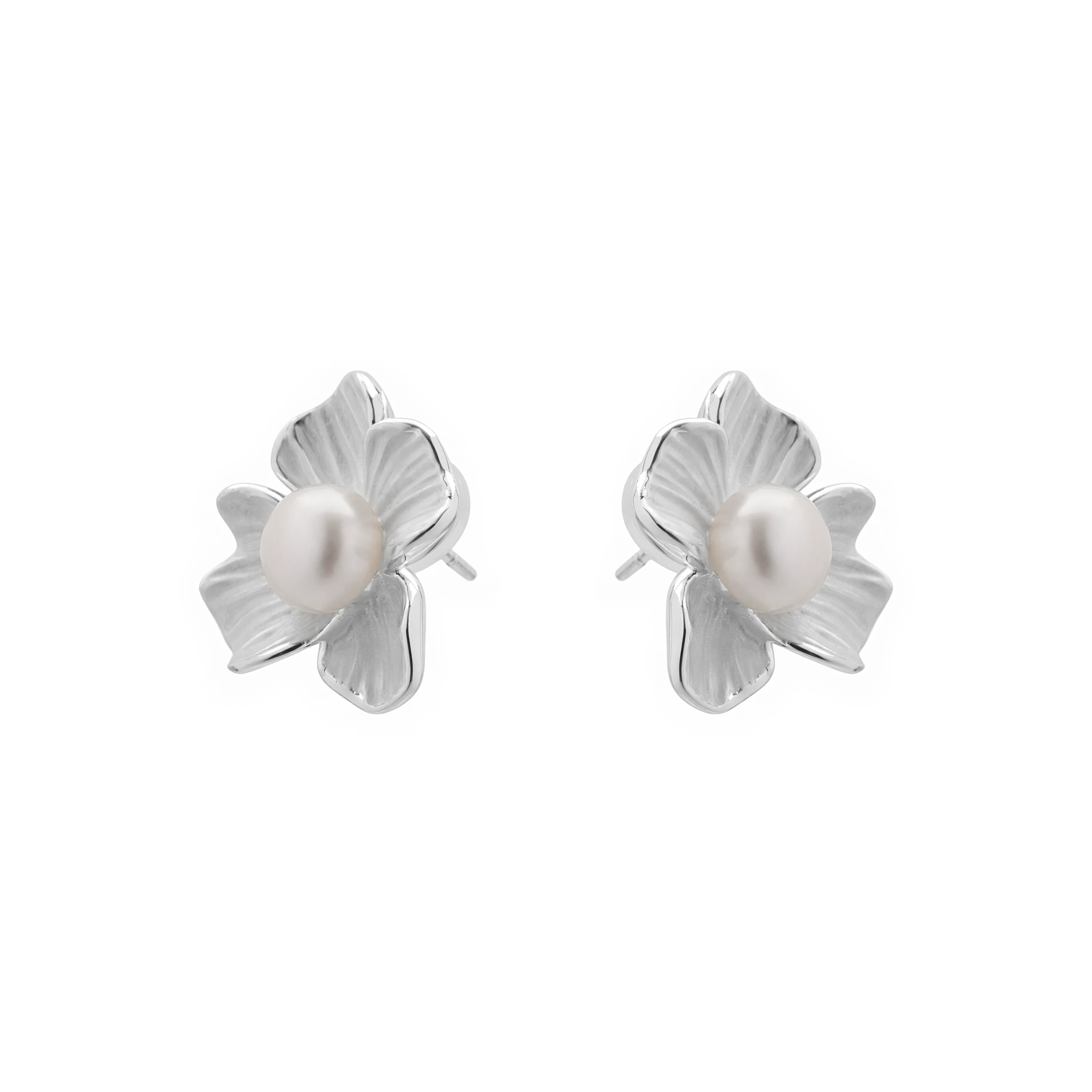 Pendientes de Perla Blanca Acabado En Plata - Efald - Image 2