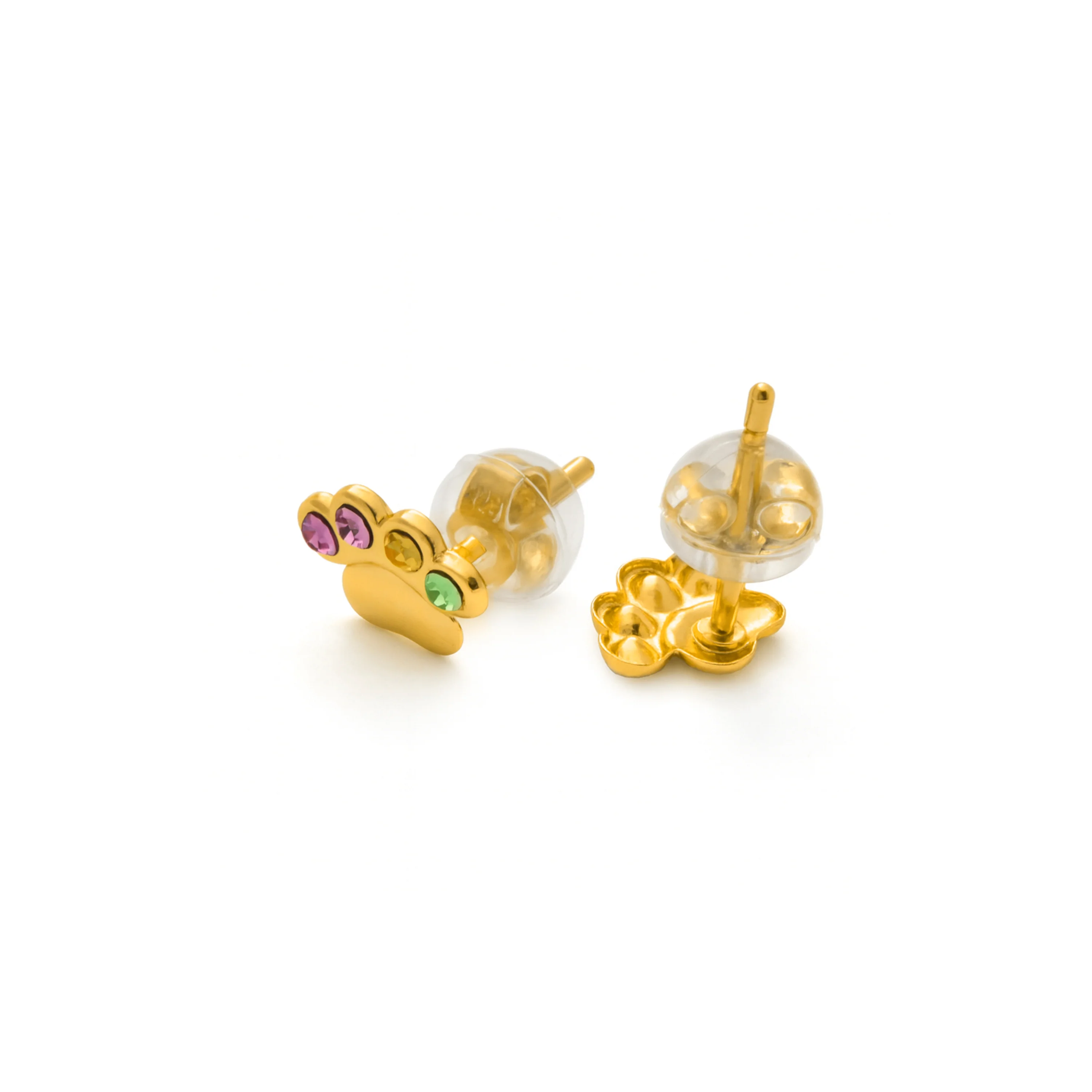 Pendientes de Plata de Ley 925 y Circonita Multicolor acabado en Oro Amarillo 18k - Narath - Image 3